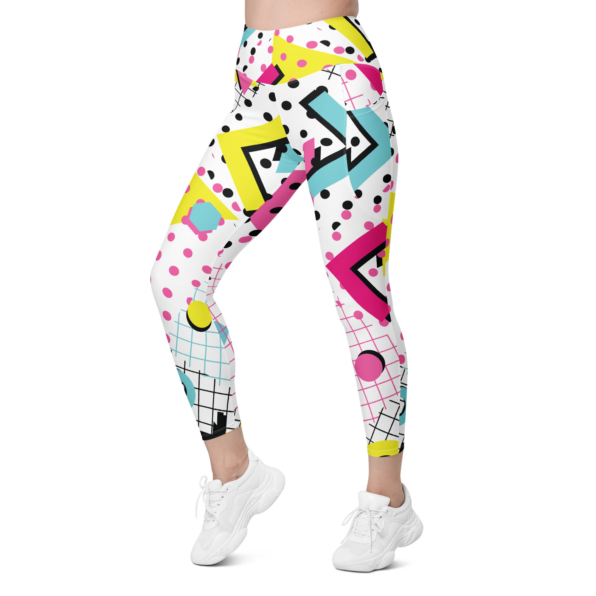 Geometric yoga leggings side pockets