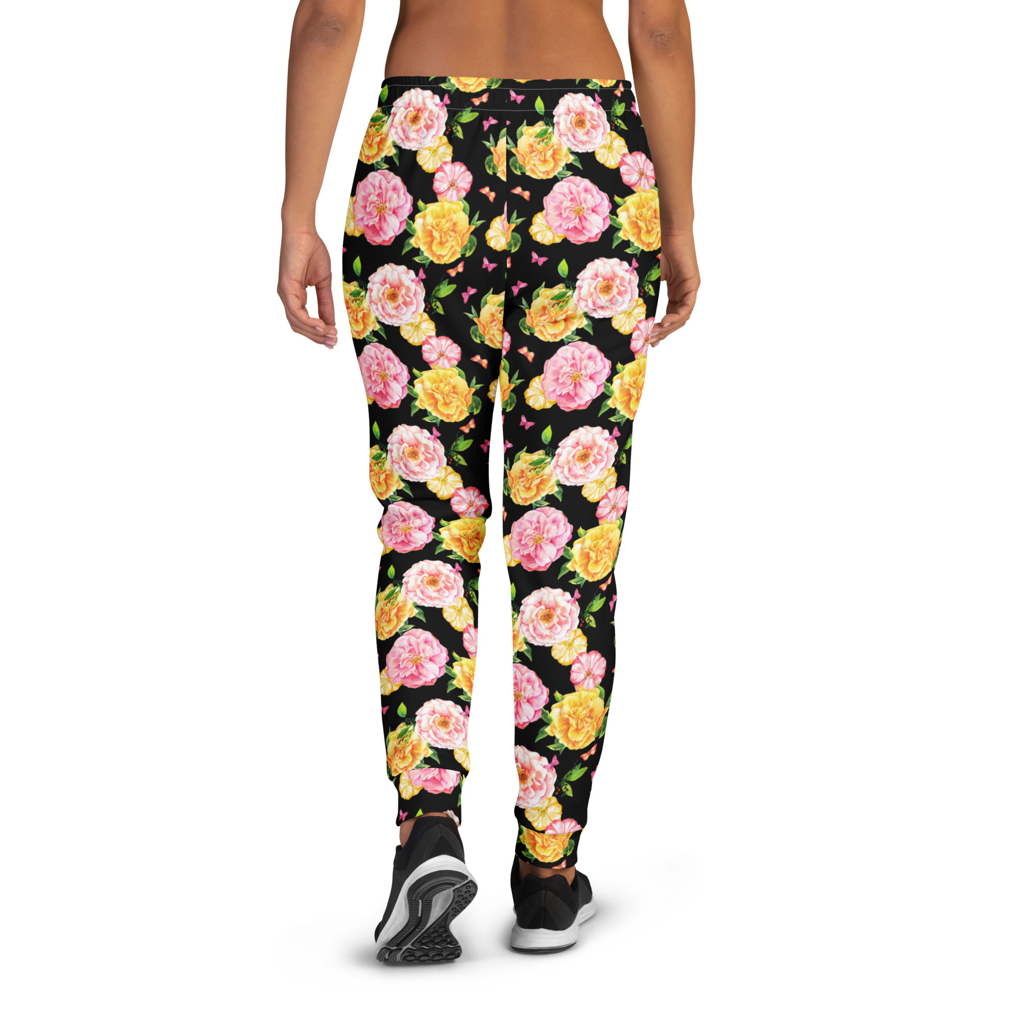 Floral Recycled Womens Joggers XS-3XL slim fit Elastic waistband pockets