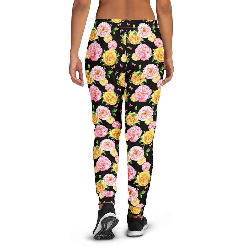 Floral Recycled Womens Joggers XS-3XL slim fit Elastic waistband pockets
