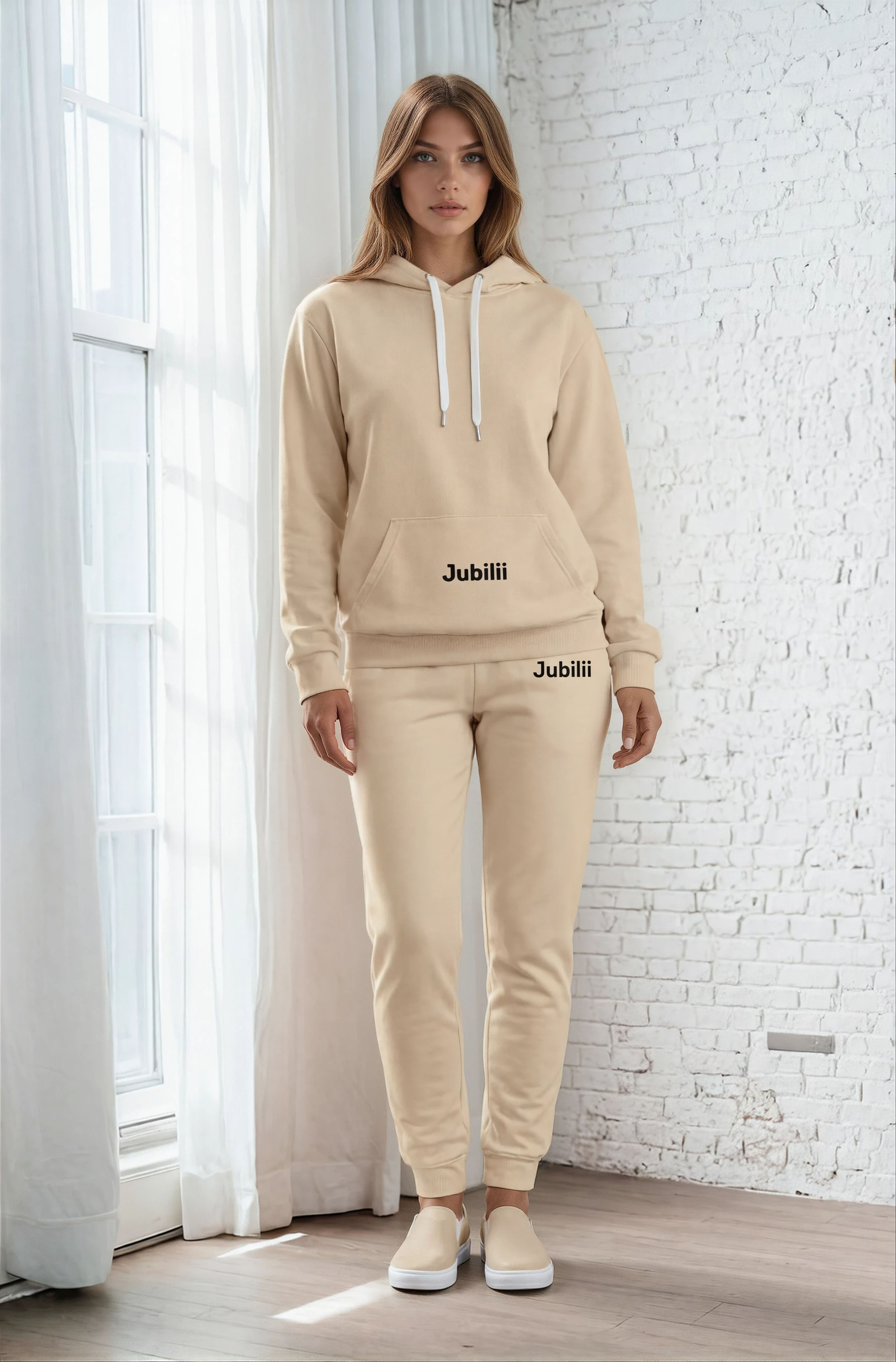 Champagne color Recycled Unisex Hoodie 2XS-6XL looser fit soft and comfortable