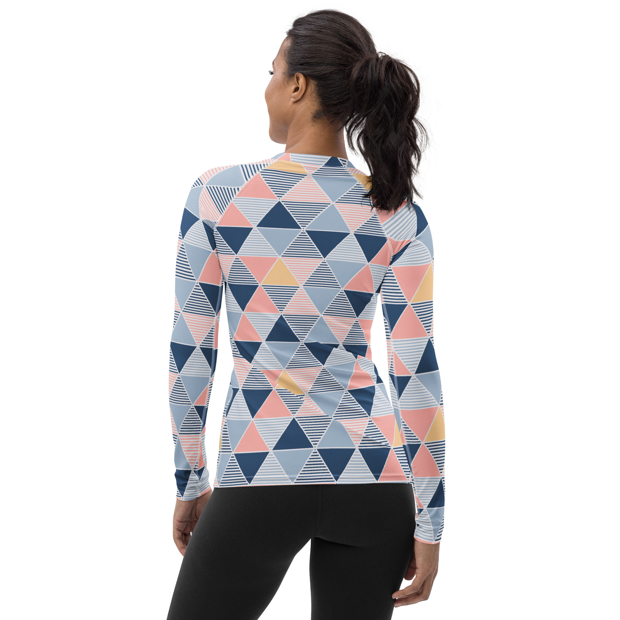 Pink triangles womens rash guard athletic shirt