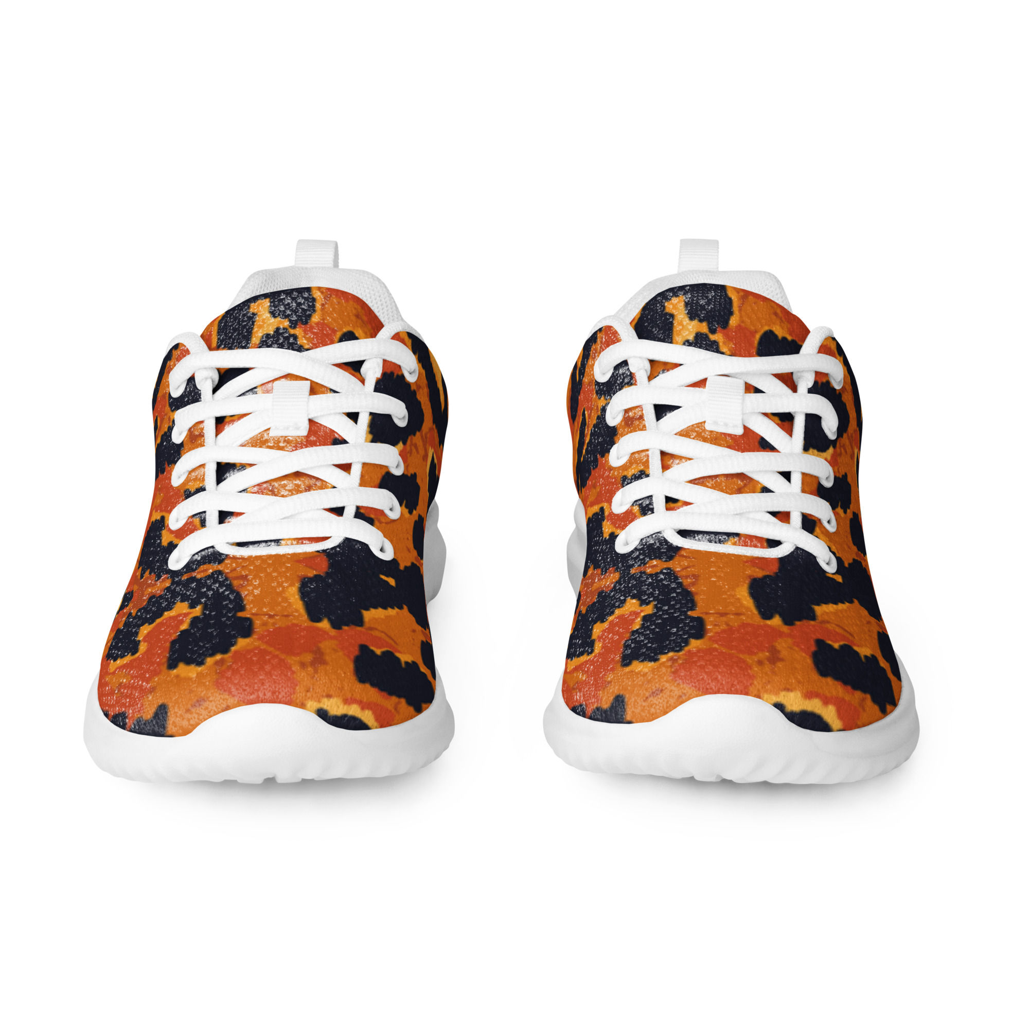 Orange animal print women’s athletic shoes