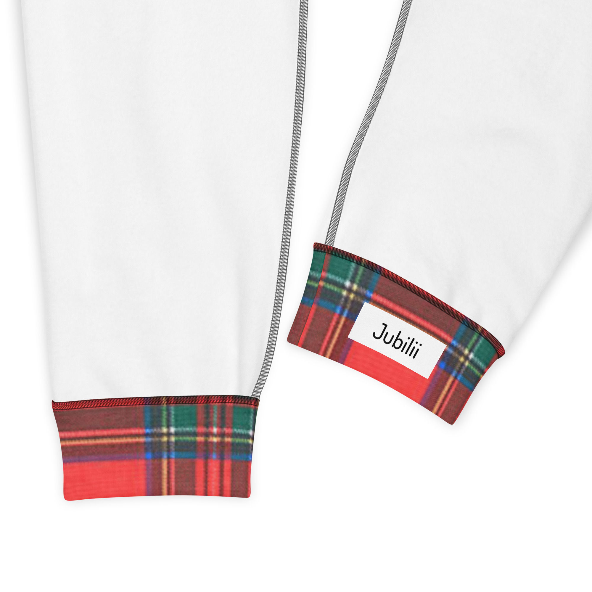 Red tartan recycled womens joggers