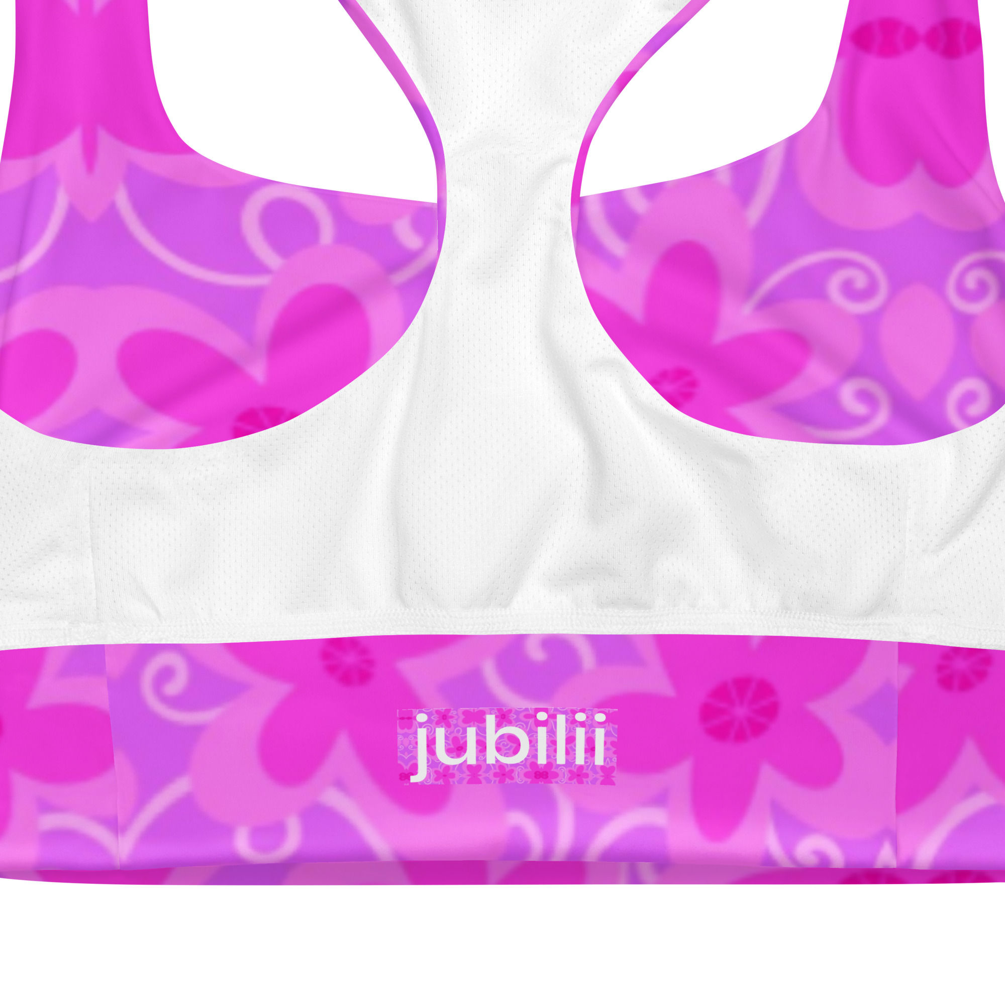 Pink butterflies longline sports bra high intensity