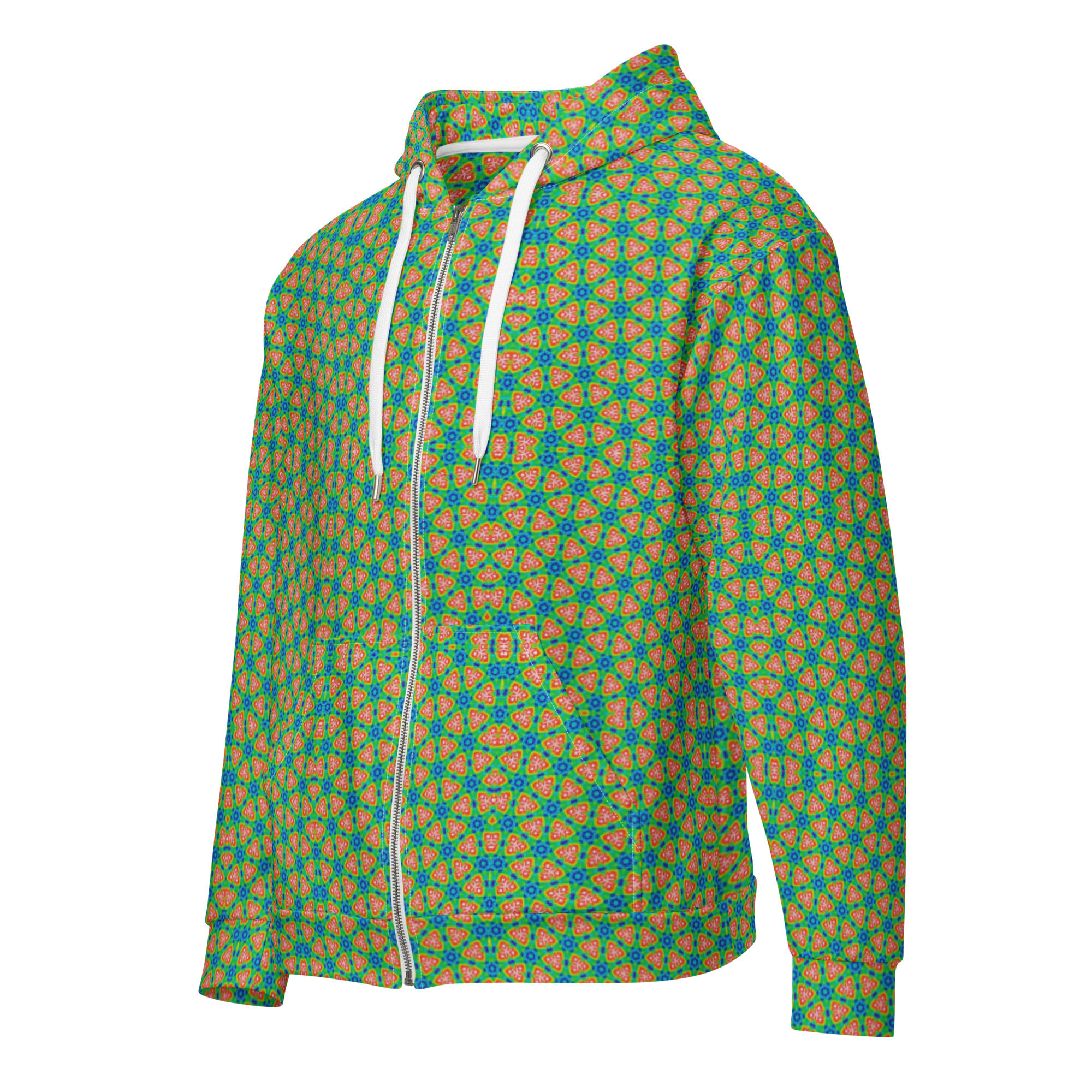 Green design unisex zip hoodie