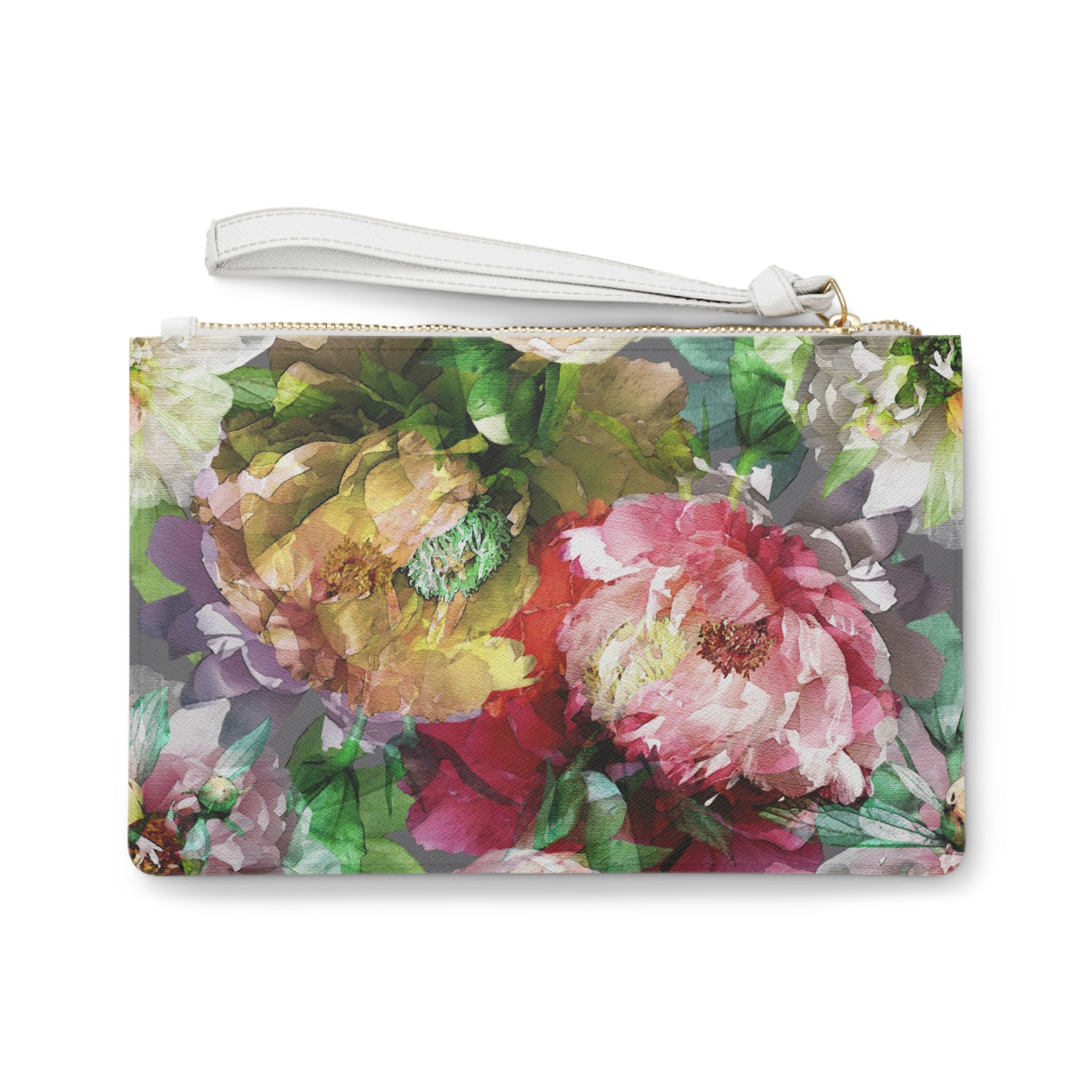 Colorful floral clutch bag PU faux leather