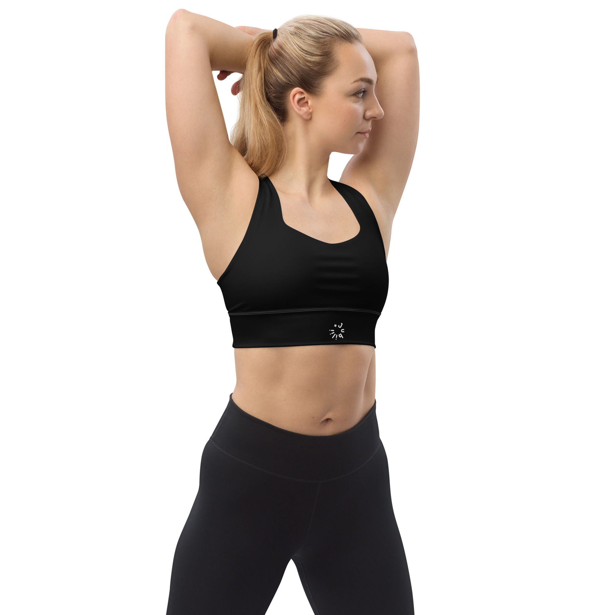 Black Ivory color longline sports bra