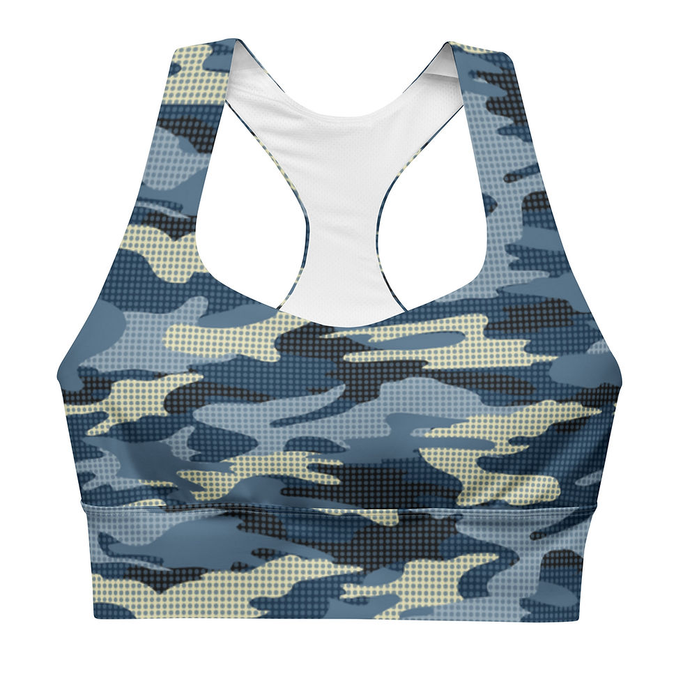 Blue colors design longline sports bra