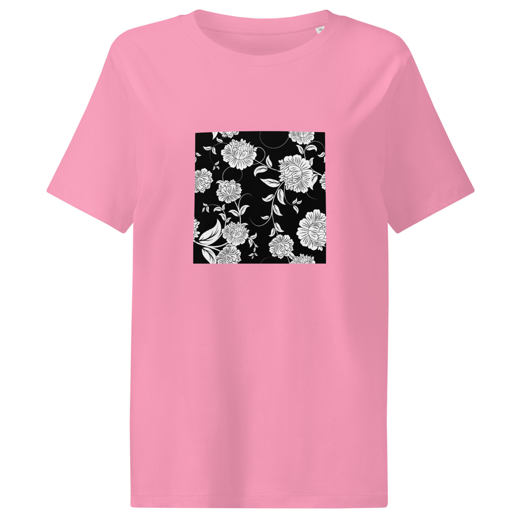 Floral Womens 100% Organic Cotton Ribbed Neck T-Shirt S-2XL regular fit