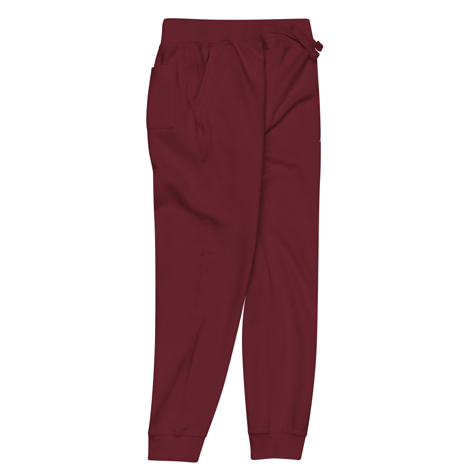 Embroidered logo maroon unisex fleece sweatpants