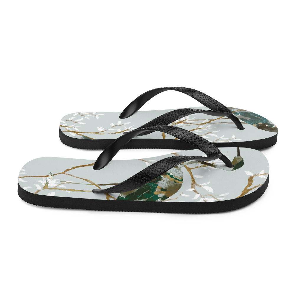 Birds Flip Flops S-L size rubber sole and straps toe post style