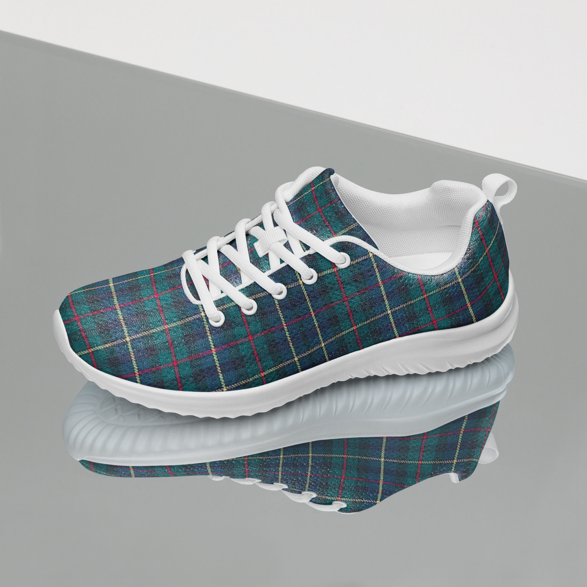 Blue green tartan women’s athletic shoes