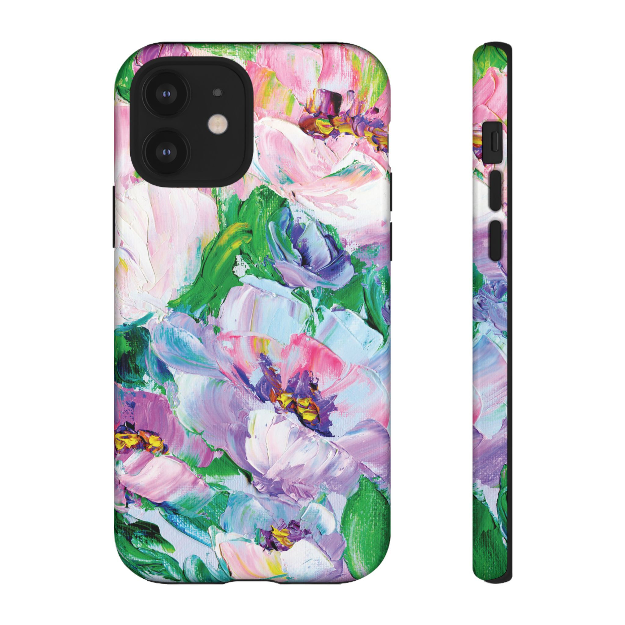 Green floral tough phone case for iPhone