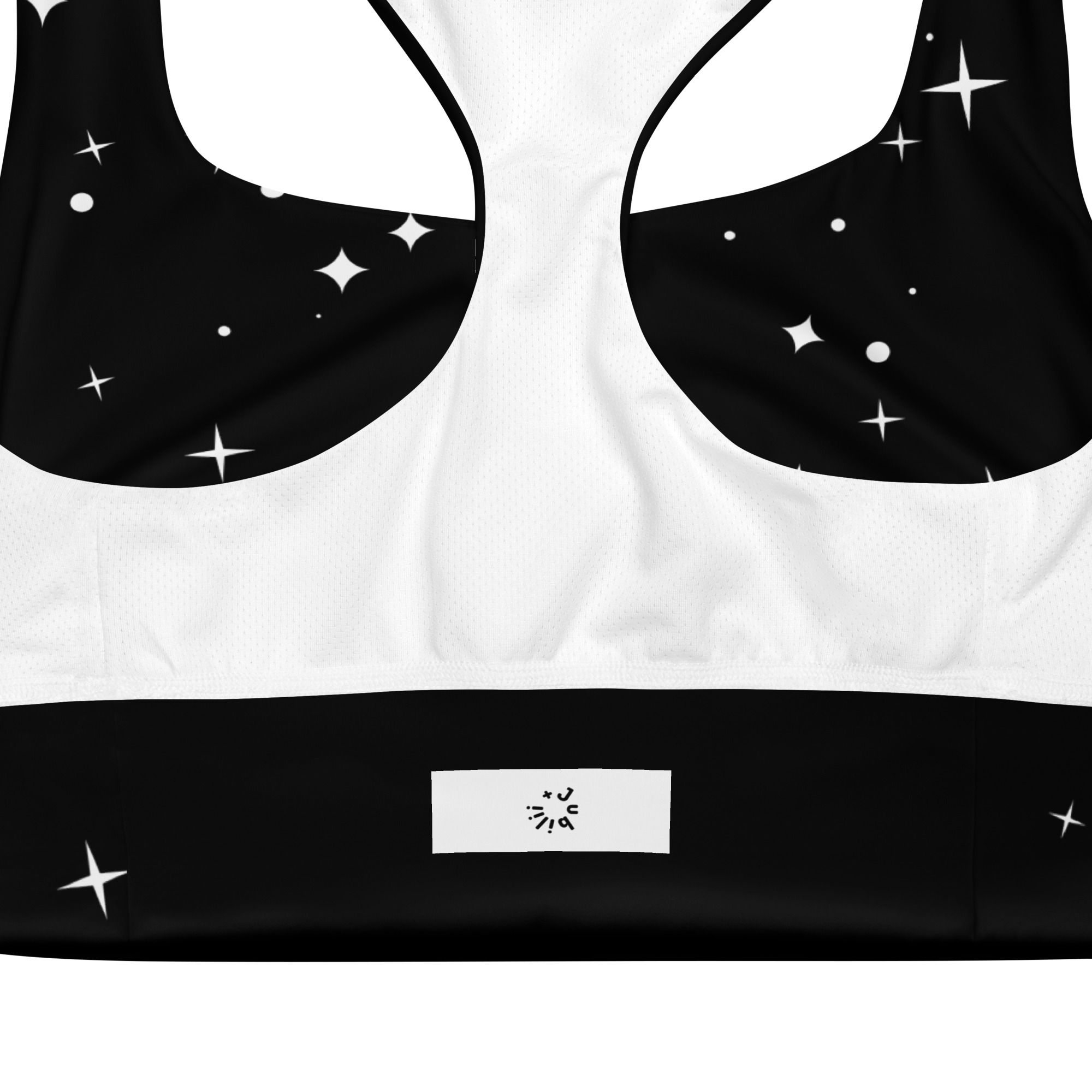 Black and stars longline sports bra