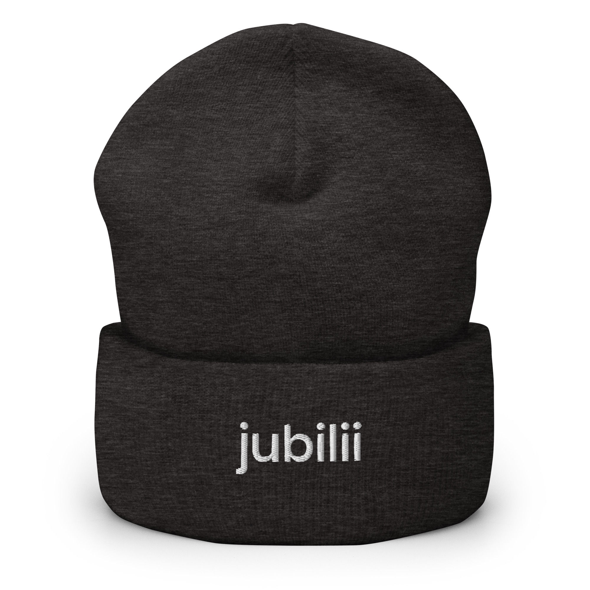 Dark grey logo unisex cuffed beanie hat