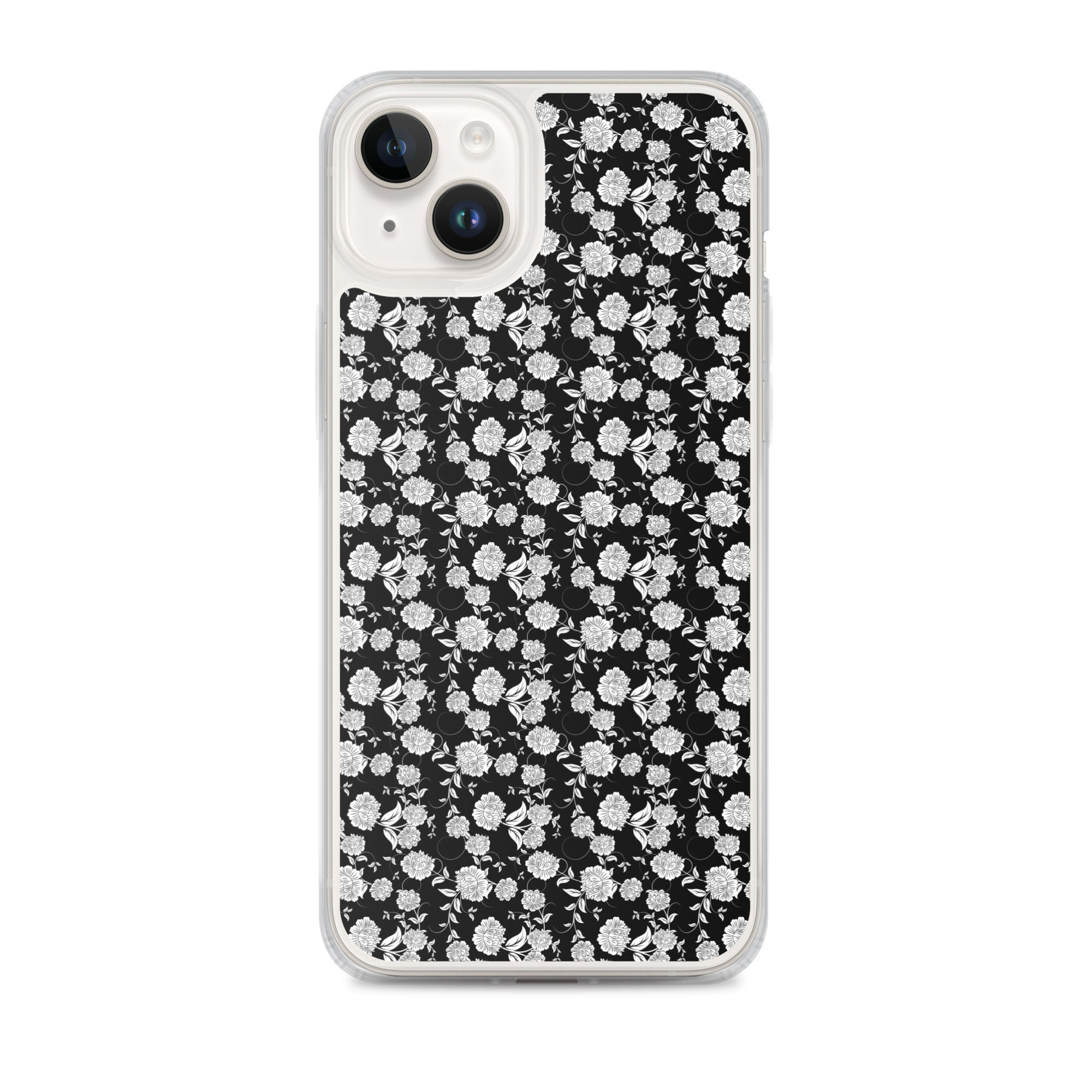 Black Floral Clear Case for iPhone® 7-17 Pro Max secure and flexible