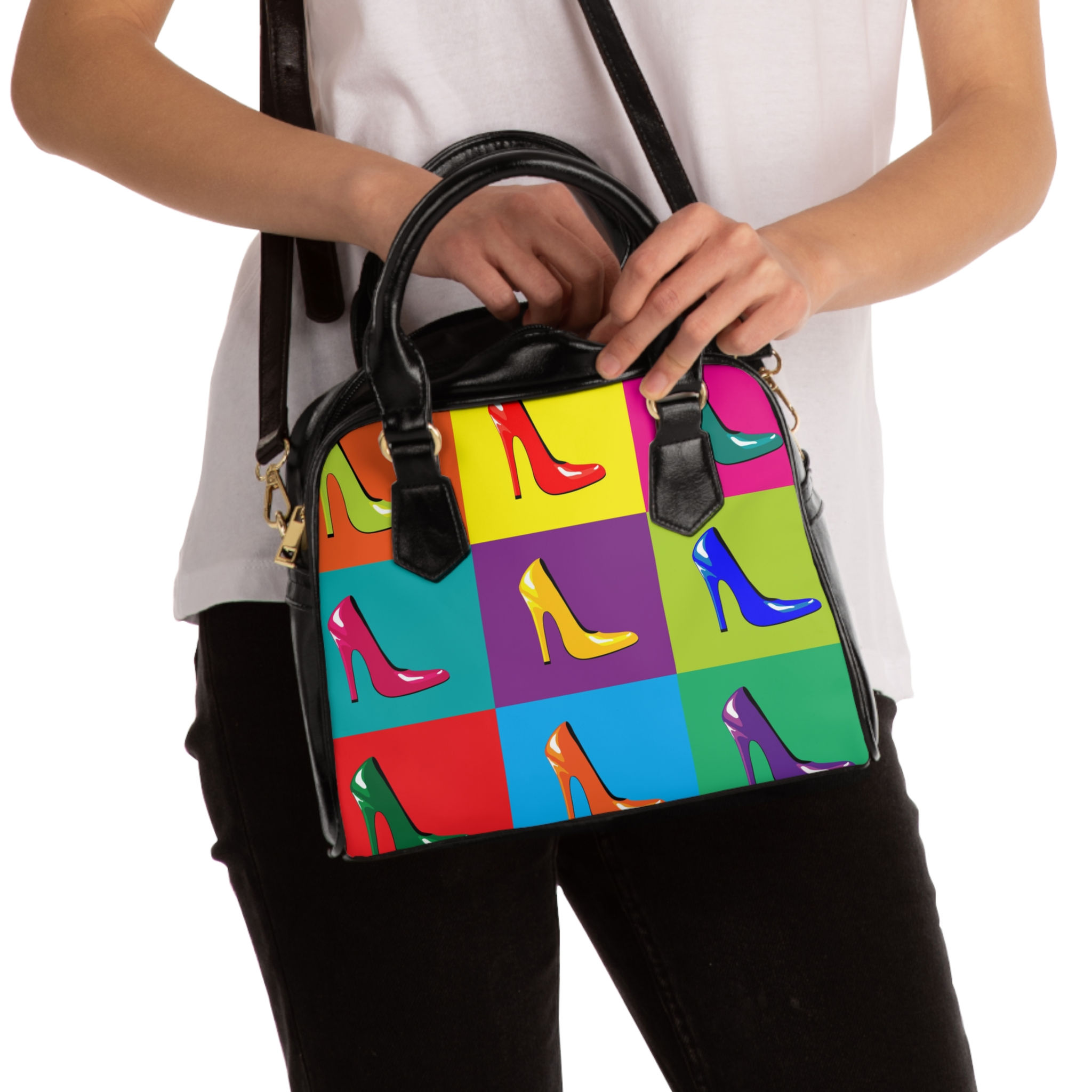 Pop Art style Shoulder Handbag with model