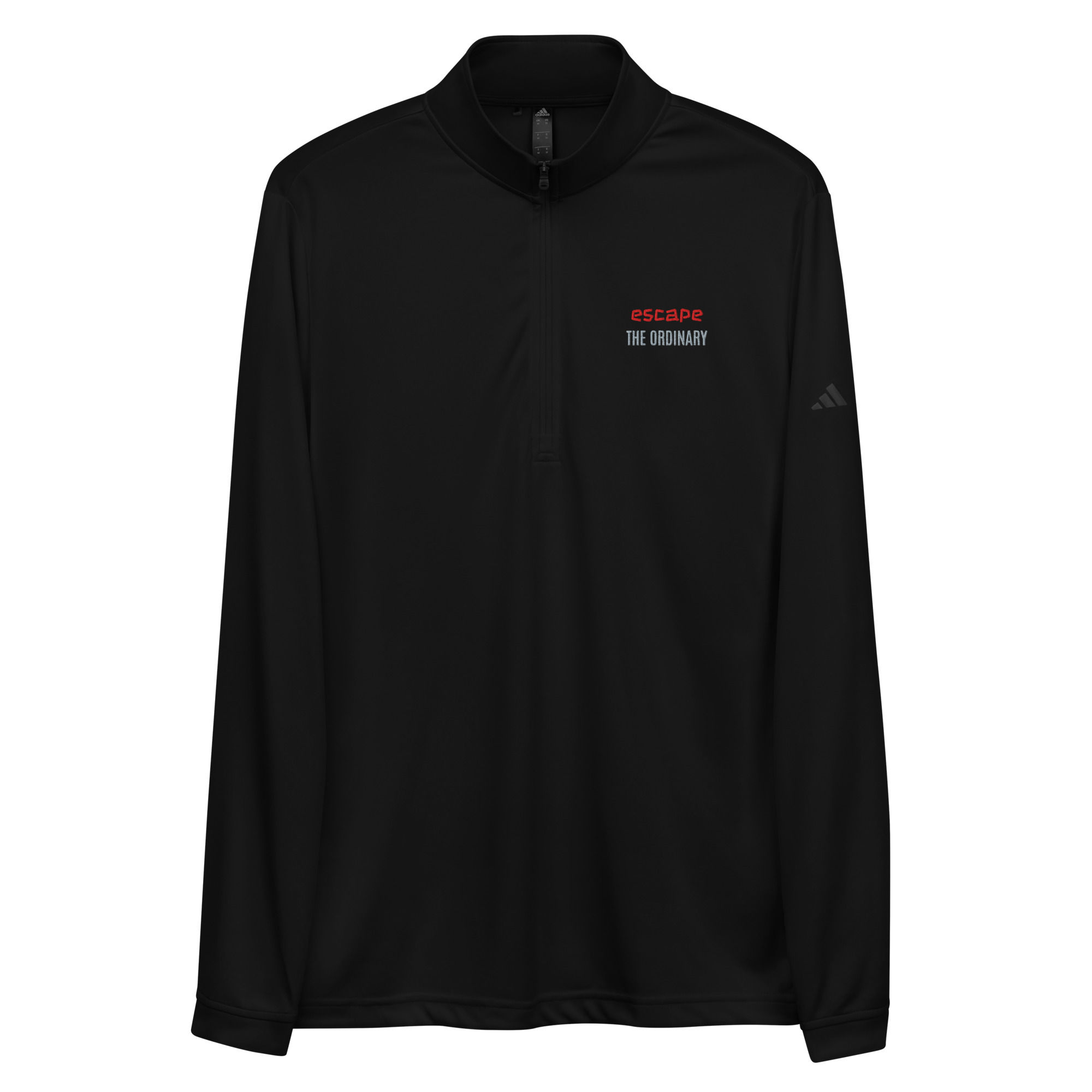 Adidas quarter zip pullover black shirt embroidered Escape the ordinary S-4XL