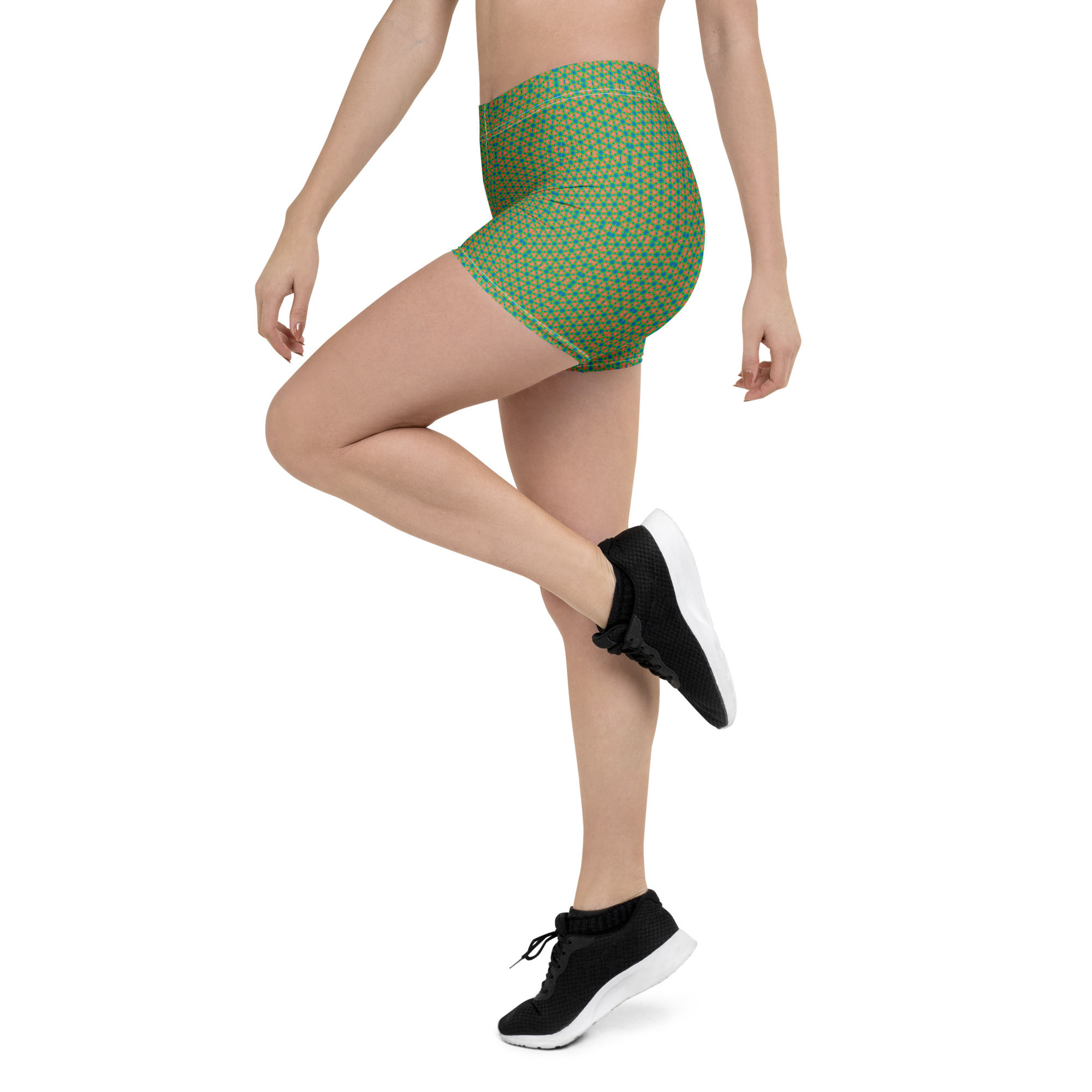 Green design bike short elastic waistband