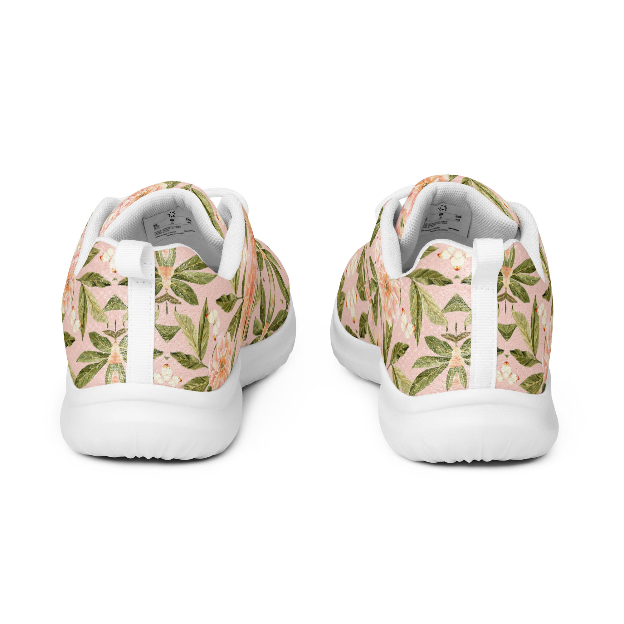 Pink green floral women’s athletic shoes