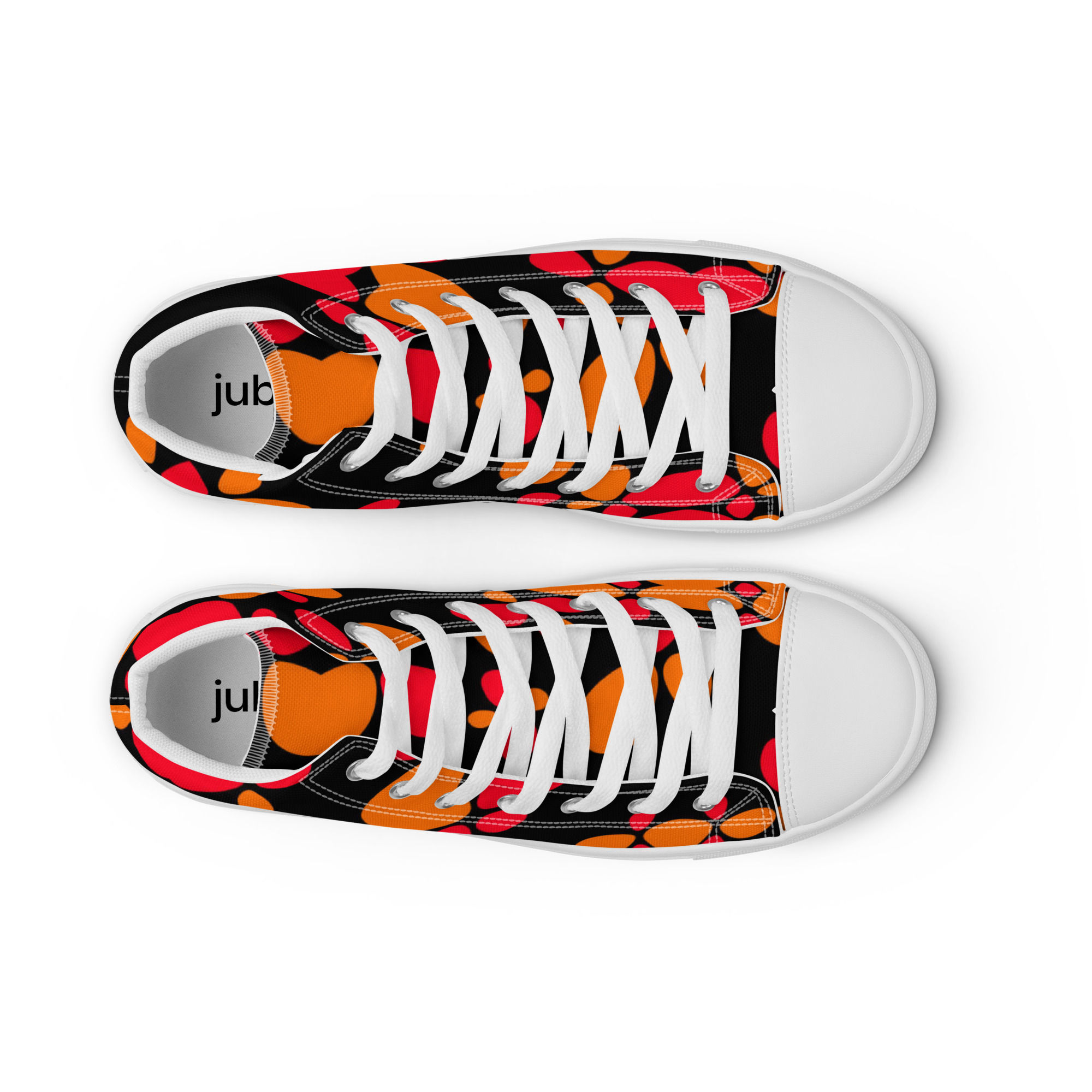 Orange red black women high top trainers