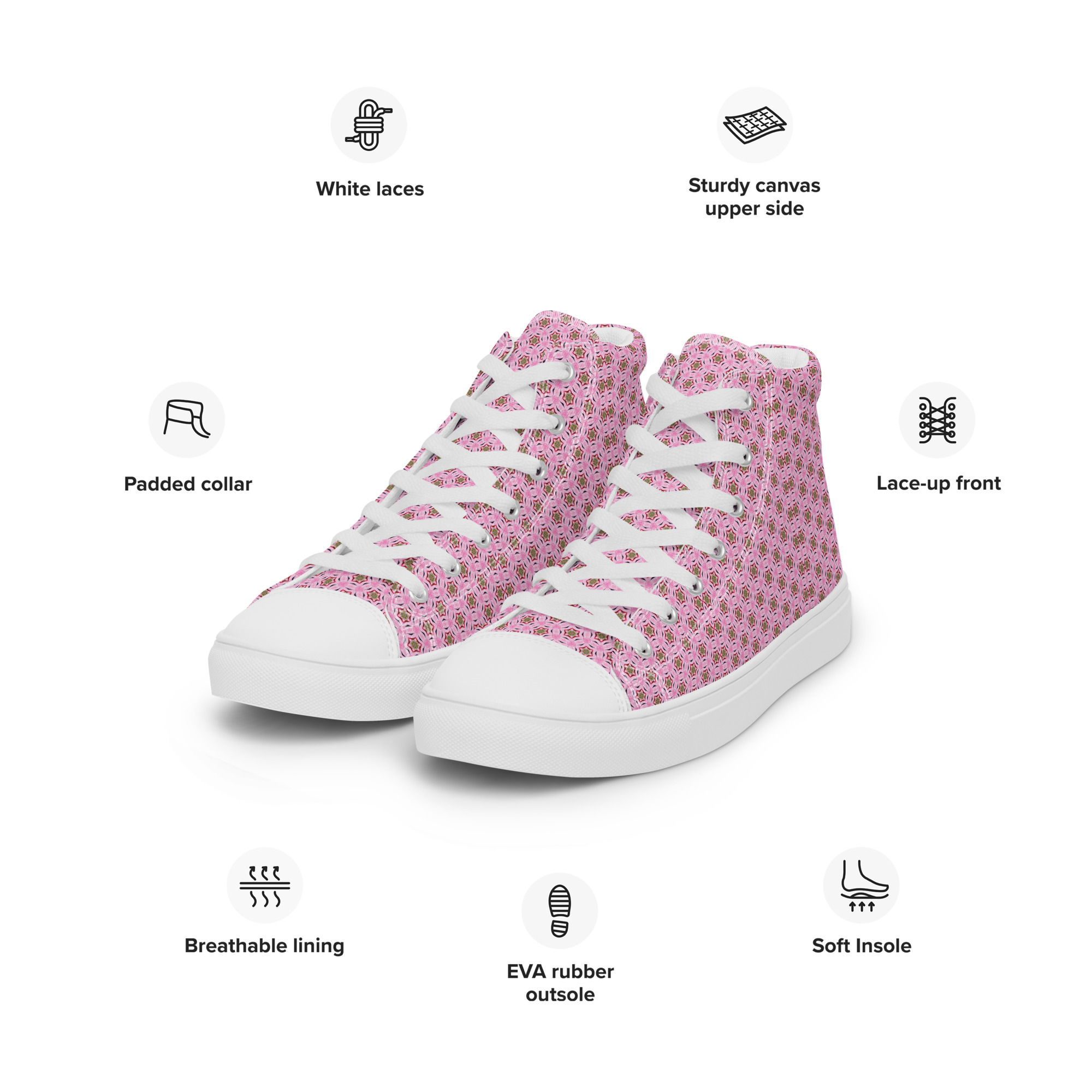 Pink women high top trainers shoes