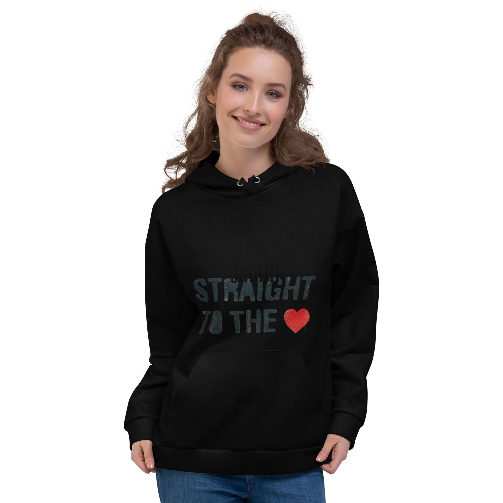 Black red heart Recycled Unisex Hoodie 2XS-6XL looser fit soft and comfortable