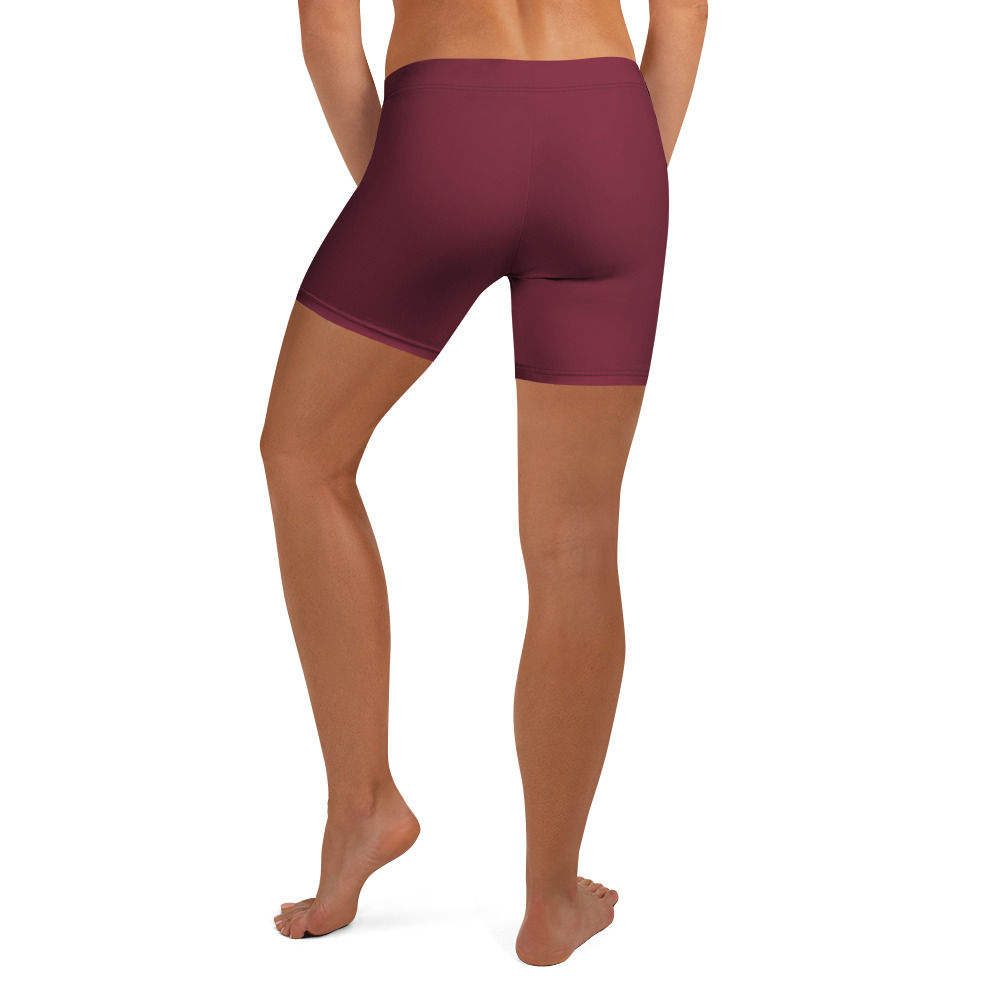 Maroon mid-rise elastic waistband bike short