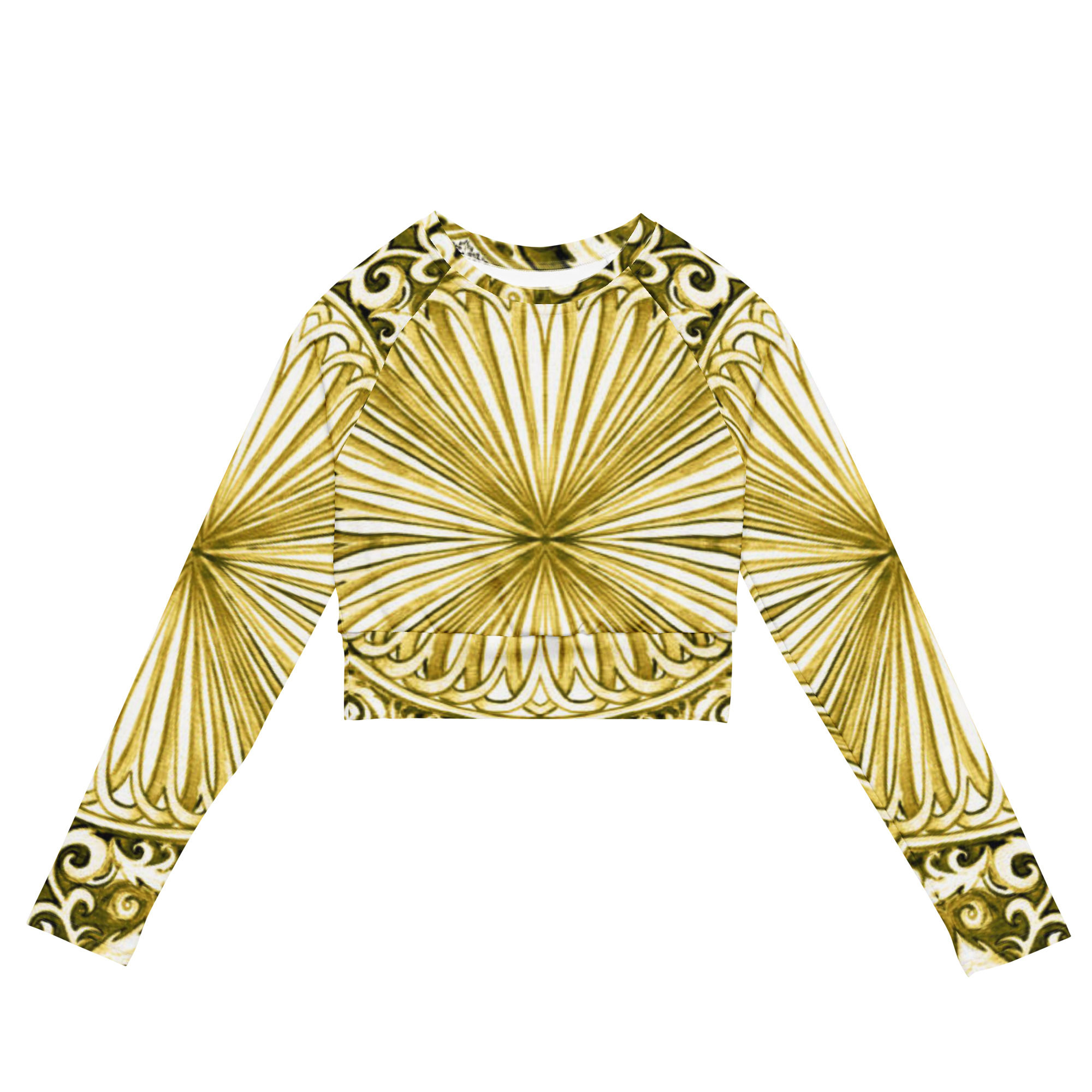 Golden white long-sleeve crop top