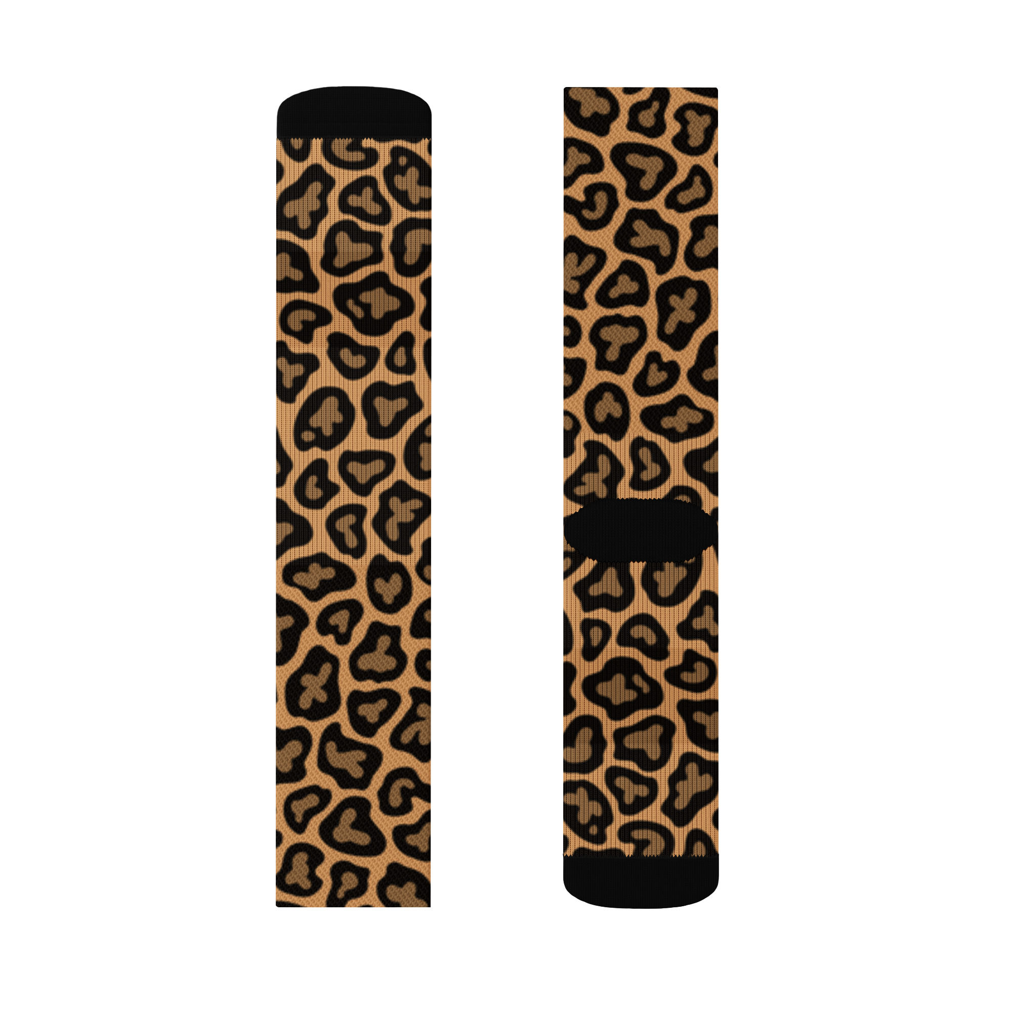 Leopard design Crew socks S-L cushioned fleece-lined bottom