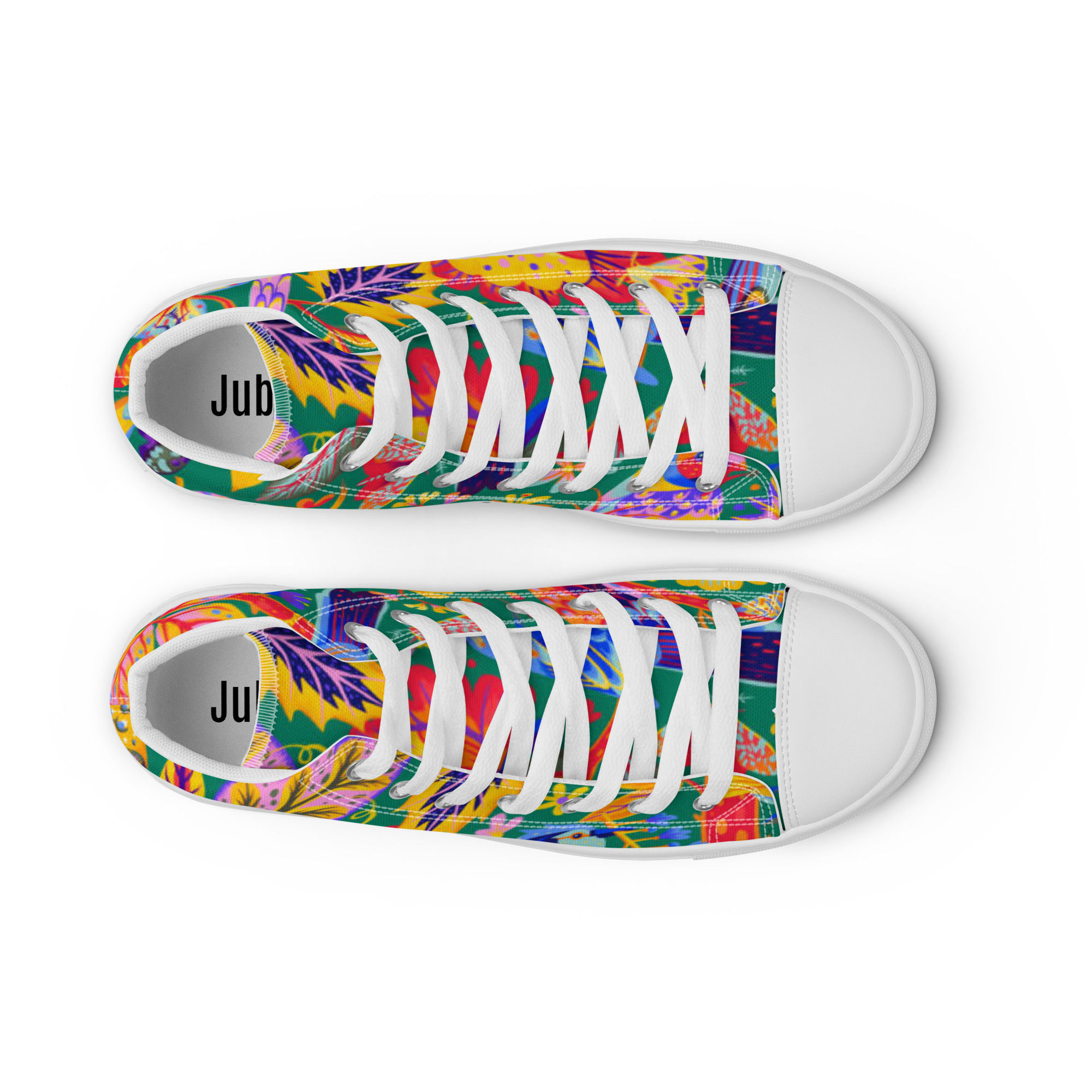 Birds and Flowers women high top trainers sizes 5-12 US canvas lace-up