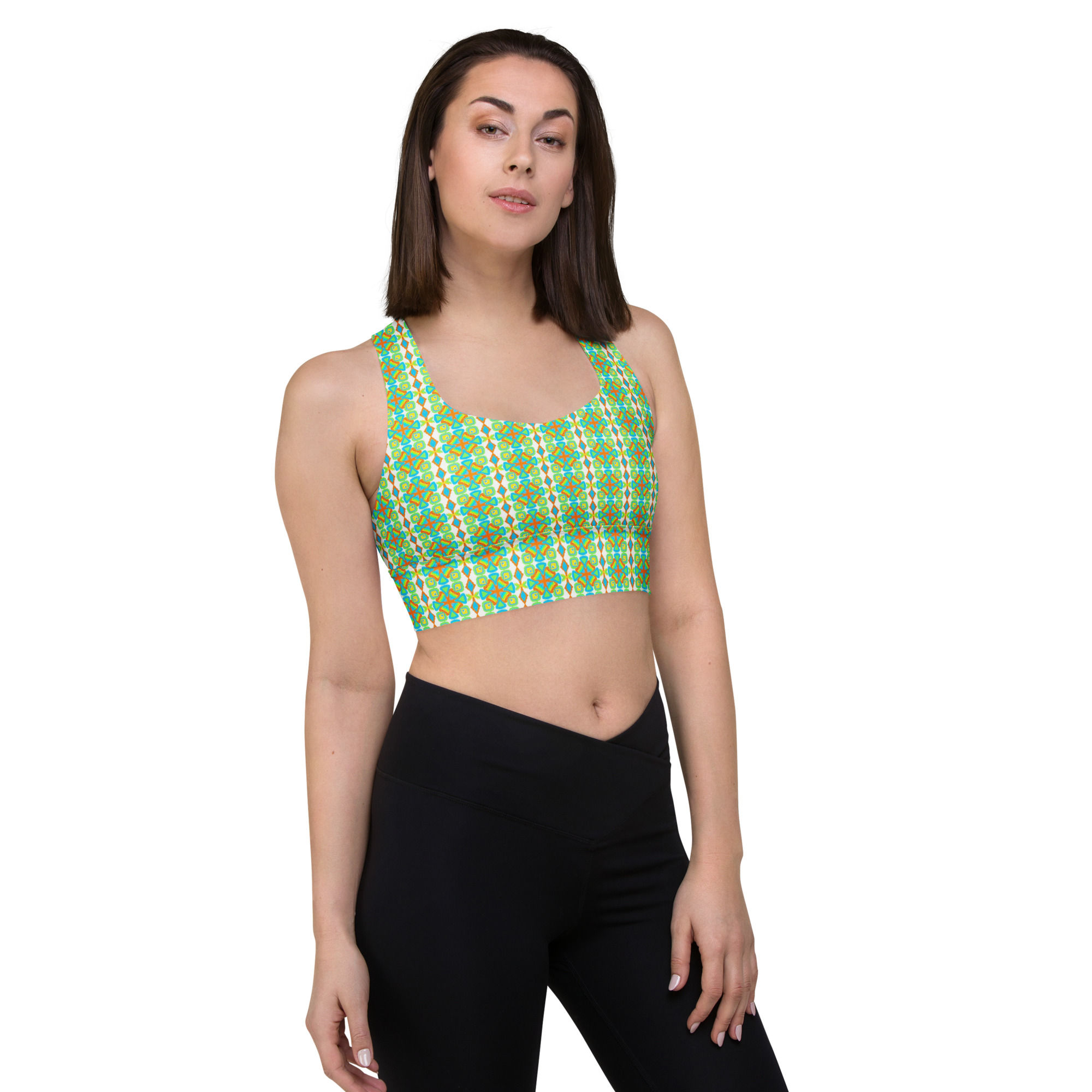 Light green longline sports bra high intensity