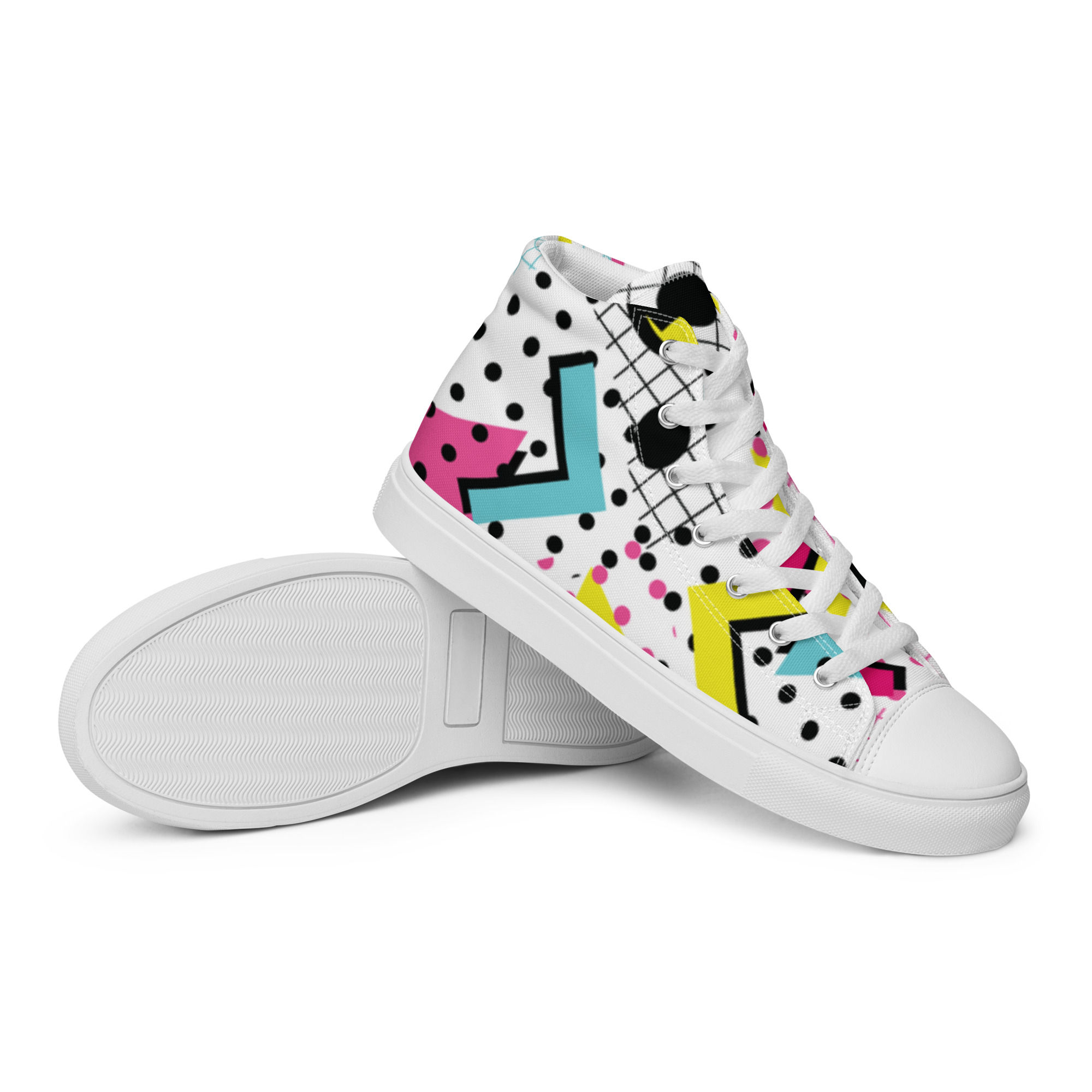 Geometric women high top trainers canvas lace-up shoes sizes 5-12 US