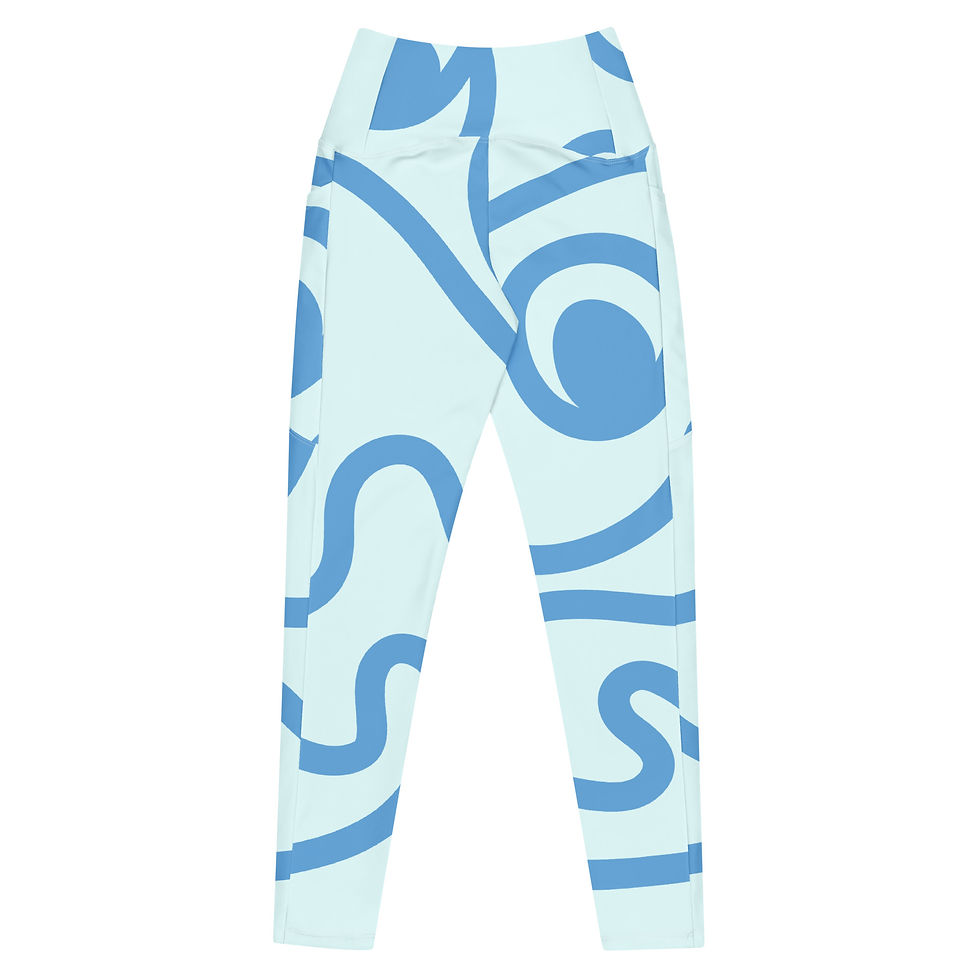 Light Blue Yoga Leggings Tight fit high-waisted cut two side pockets 2XS-6XL