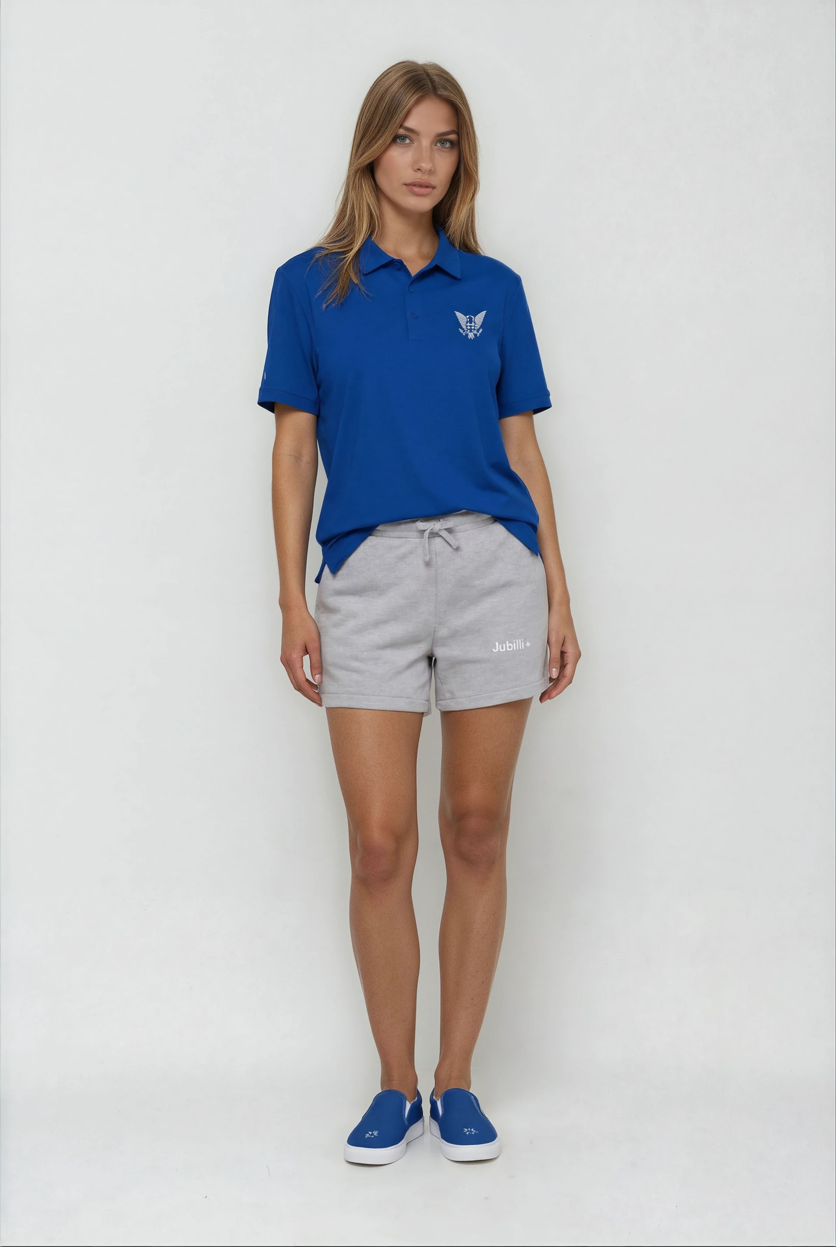 Blue womens slip-on canvas shoes