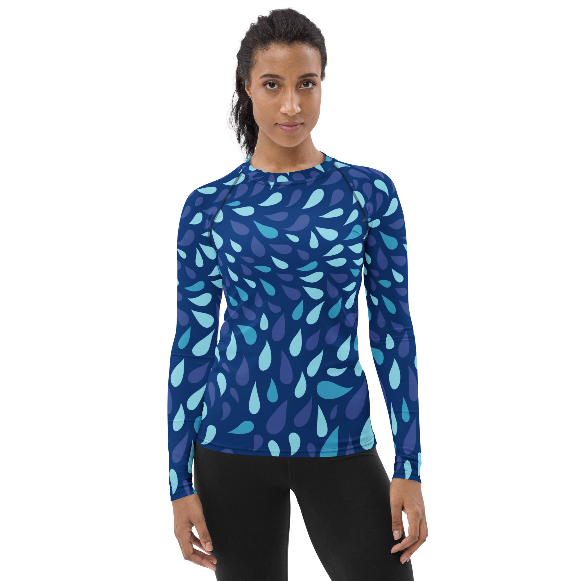 Blue purple womens rash guard athletic shirt