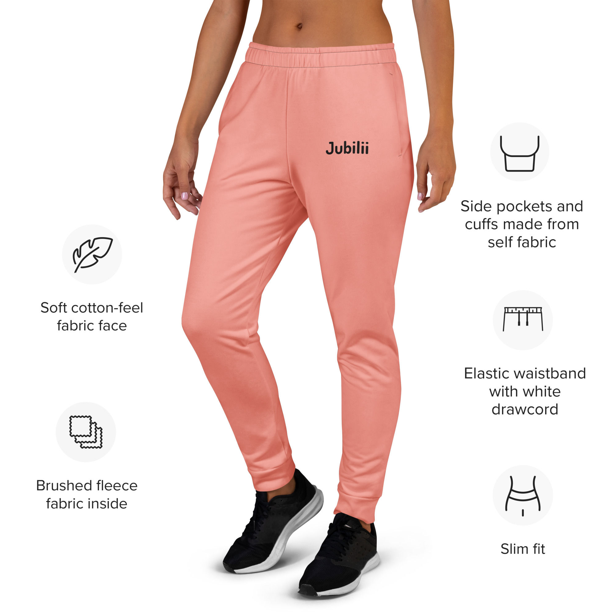 Pink Recycled Women’s Joggers XS-3XL slim fit Elastic waistband pockets