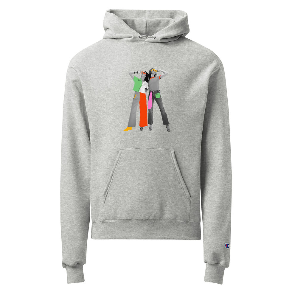 Champion® Grey Unisex Hoodie with Colorful print S-3XL Regular fit Setin sleeves