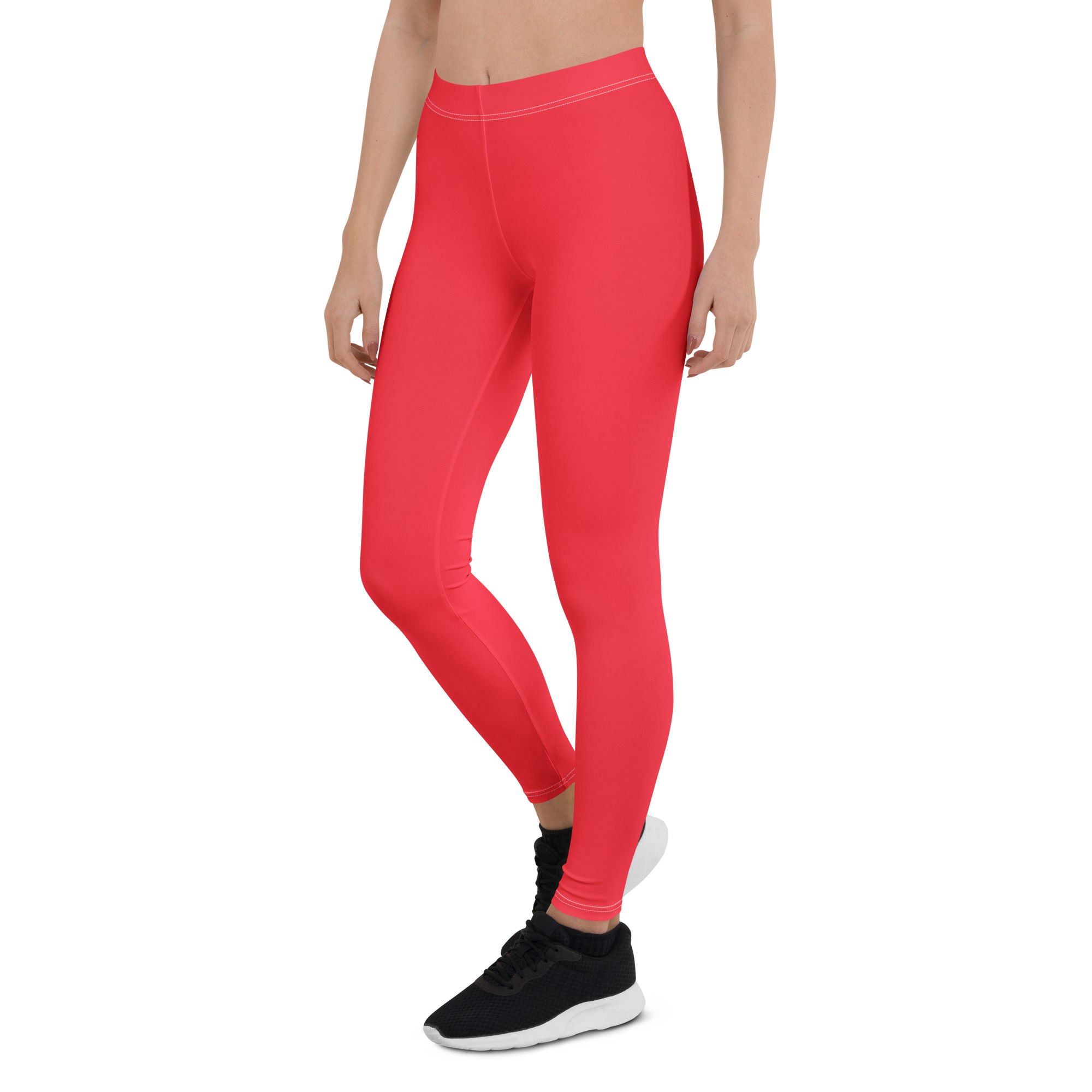 Team red color waistline leggings stretchy XS-XL