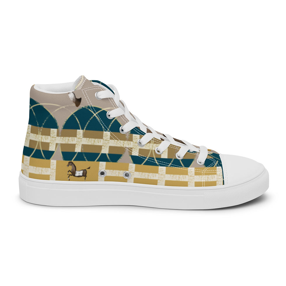 Horse art women high top trainers canvas shoes