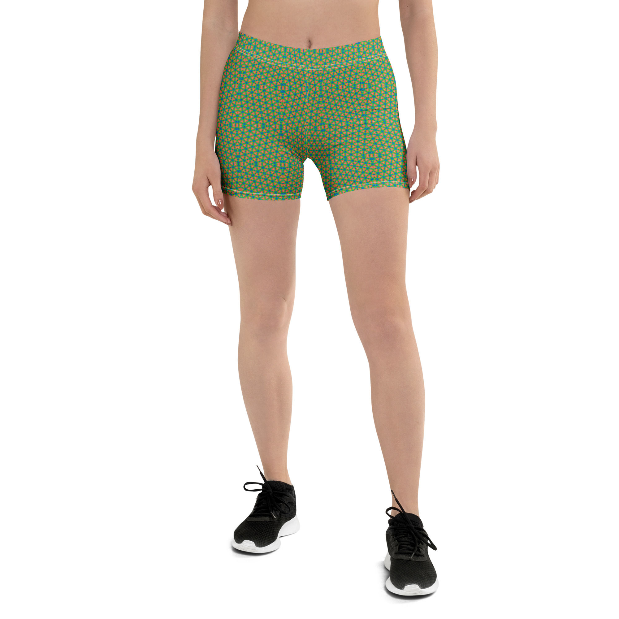 Green design bike short elastic waistband