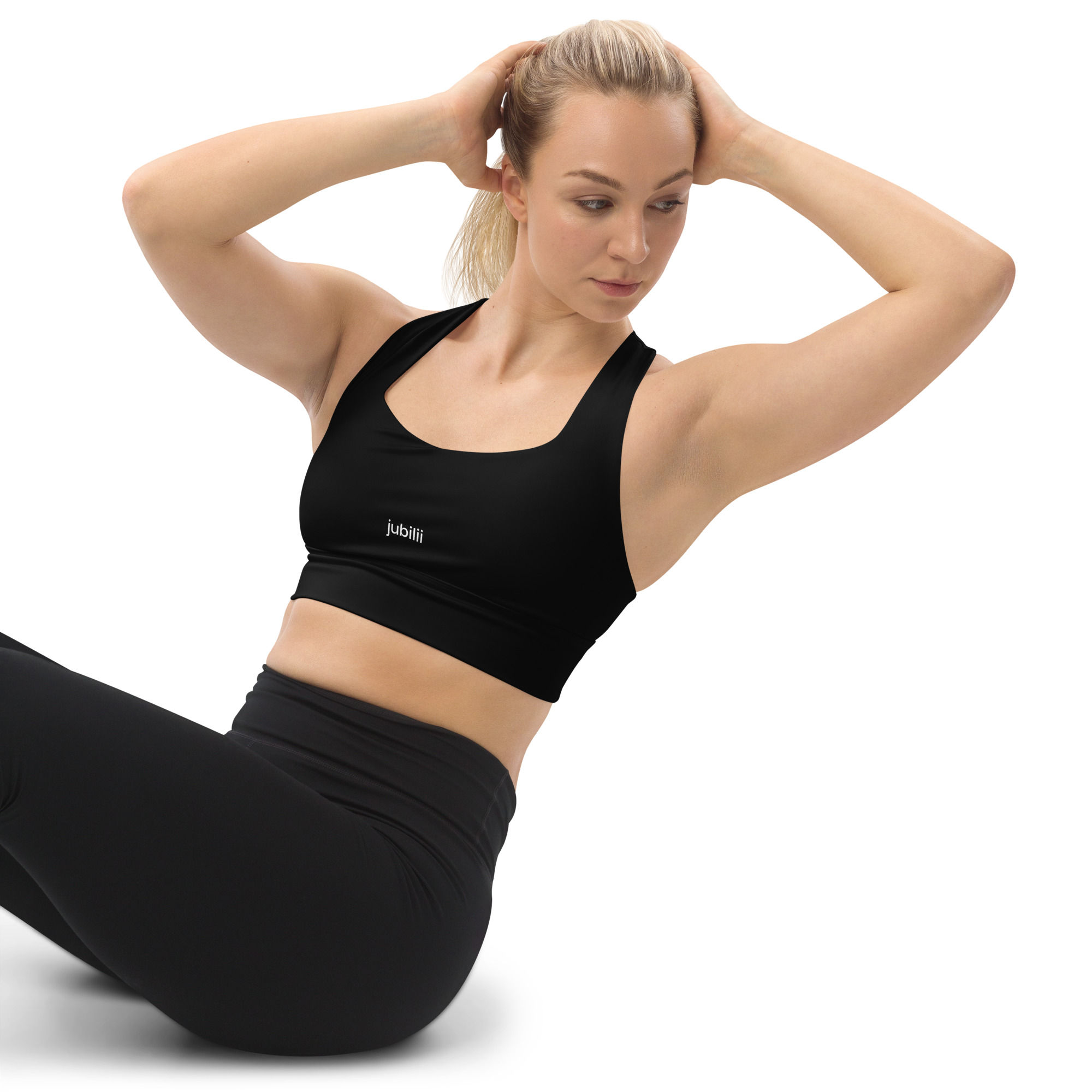 Black longline sports bra high intensity