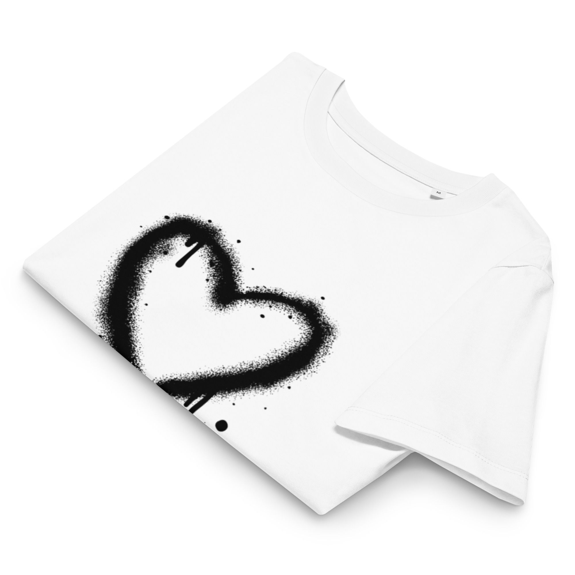 Heart pink Womens 100 percent Organic Cotton Ribbed Neck T-Shirt S-2XL regular fit