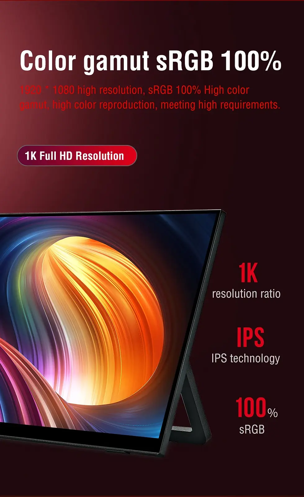 Thumbnail: Anmite 18.5' Portable TouchScreen Monitor 120Hz 100% SRGB With Screen Holder Sta