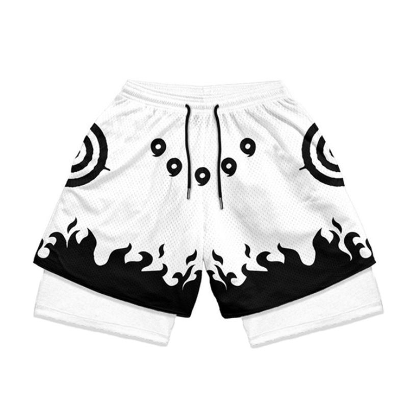 Thumbnail: Anime Performance Shorts Men Women 2 In 1 Gym Shorts Manga 3D Print Mesh Quick D
