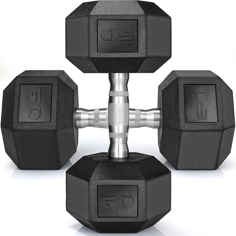 Thumbnail: Rubber Hex Dumbbell Hand Weight, 30-75LB Dumbbells Rubber Coated Cast Iron Hex B