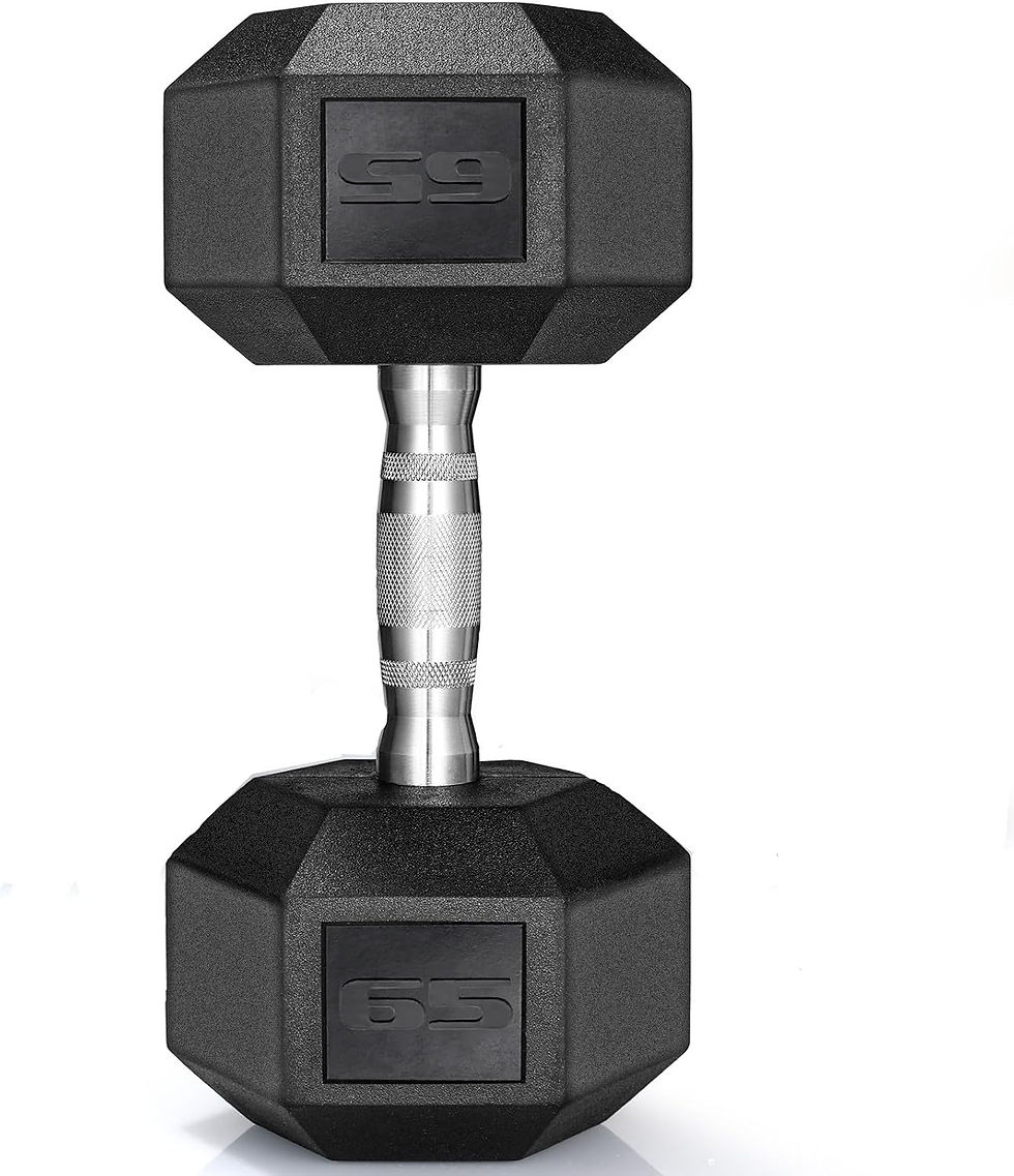 Thumbnail: Rubber Hex Dumbbell Hand Weight, 30-75LB Dumbbells Rubber Coated Cast Iron Hex B