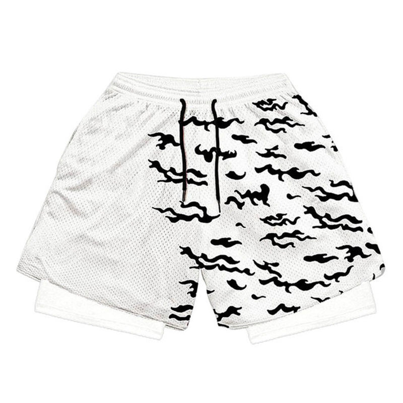 Thumbnail: Anime Performance Shorts Men Women 2 In 1 Gym Shorts Manga 3D Print Mesh Quick D