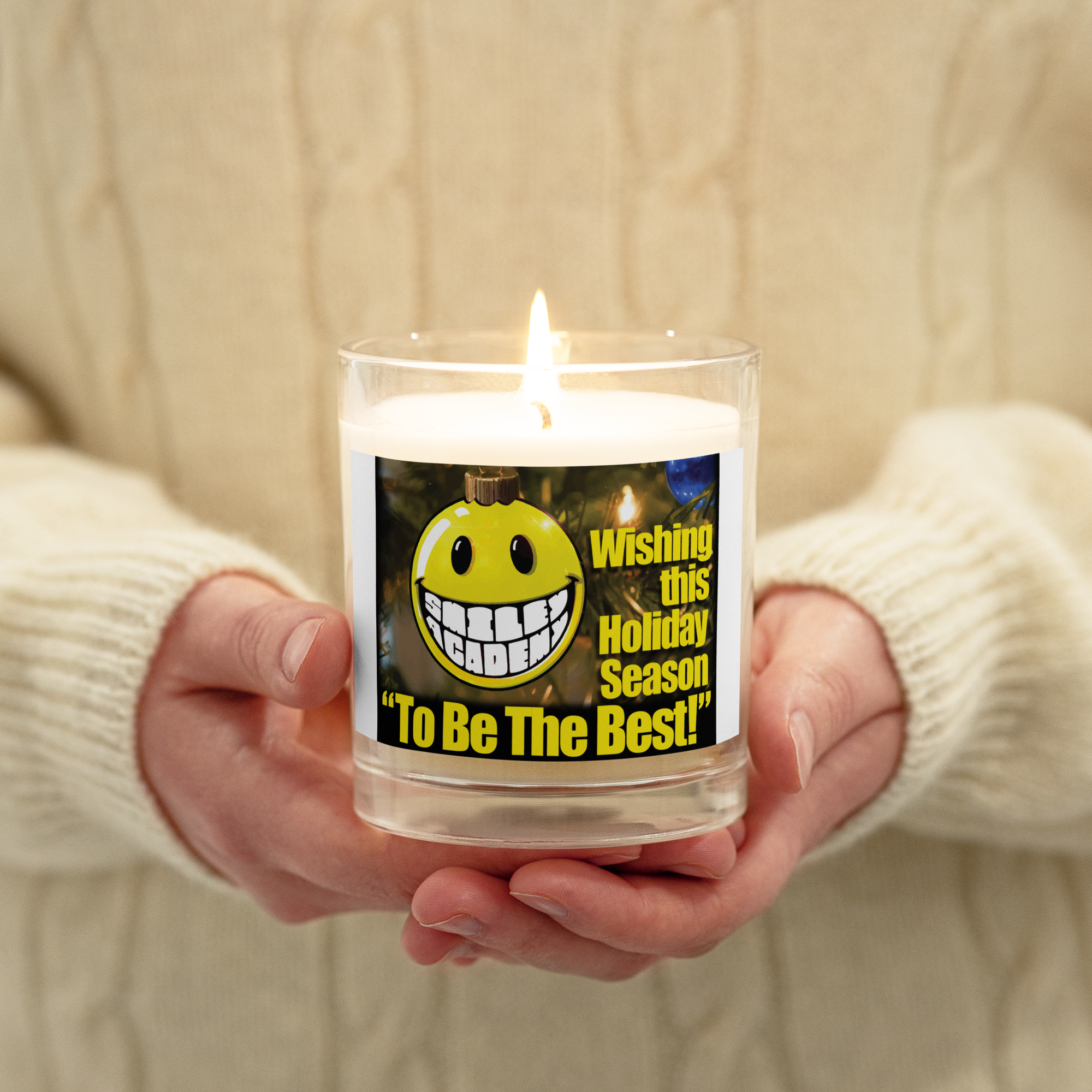 Smiley Academy glass jar soy wax candle
