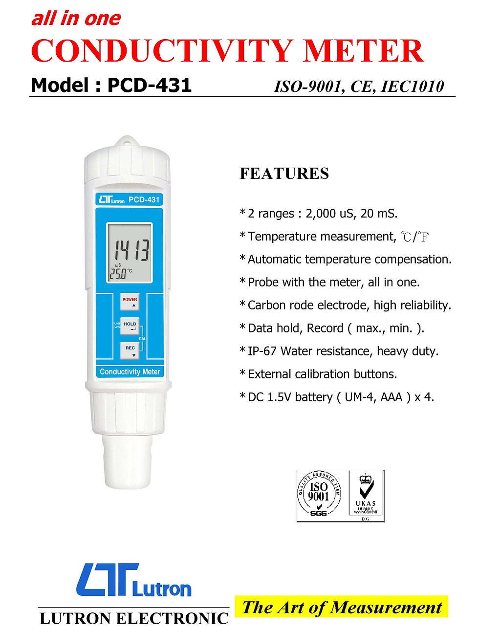 Thumbnail: Lutron PCD-431 TDS/Conductivity Meter